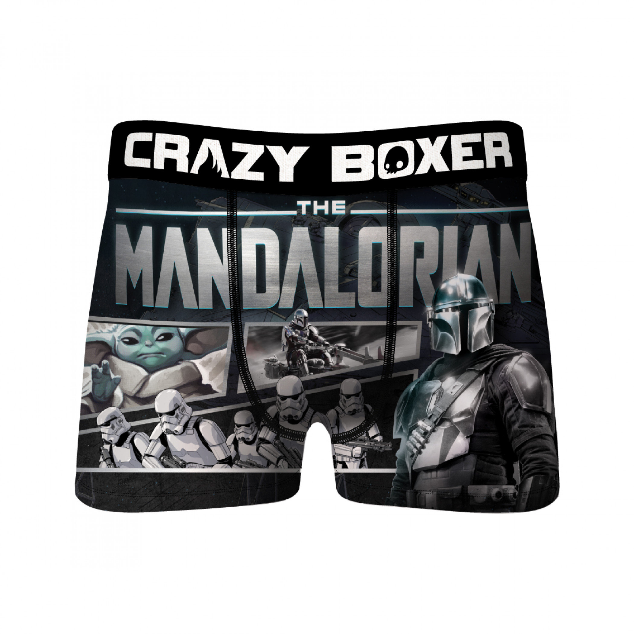 Crazy Boxers Star Wars The Mandalorian and Child Scene Boxer Briefs, Black