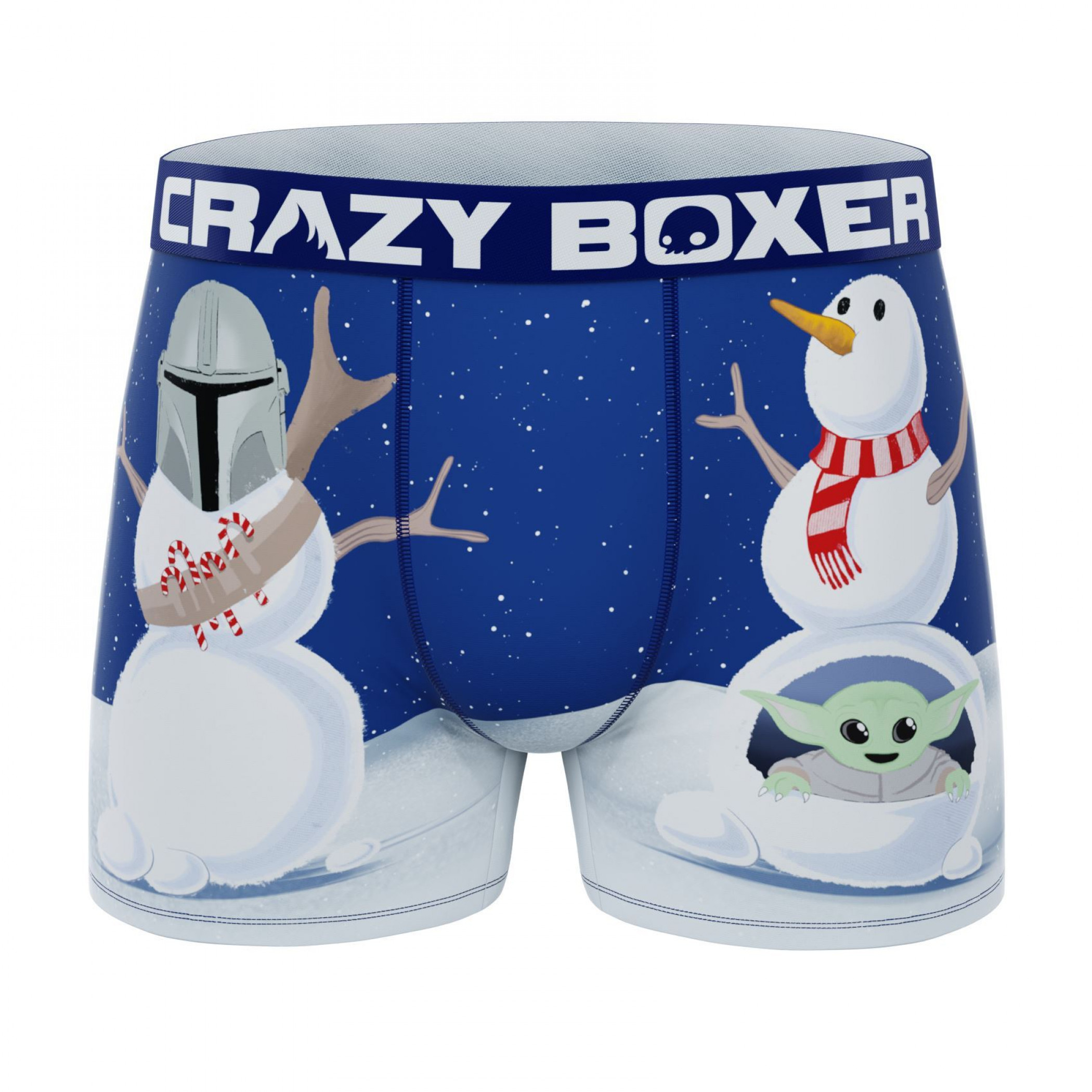 Crazy Boxer Star Wars The Mandalorian and The Child Grogu Snowmen Men's Boxer Briefs, Blue