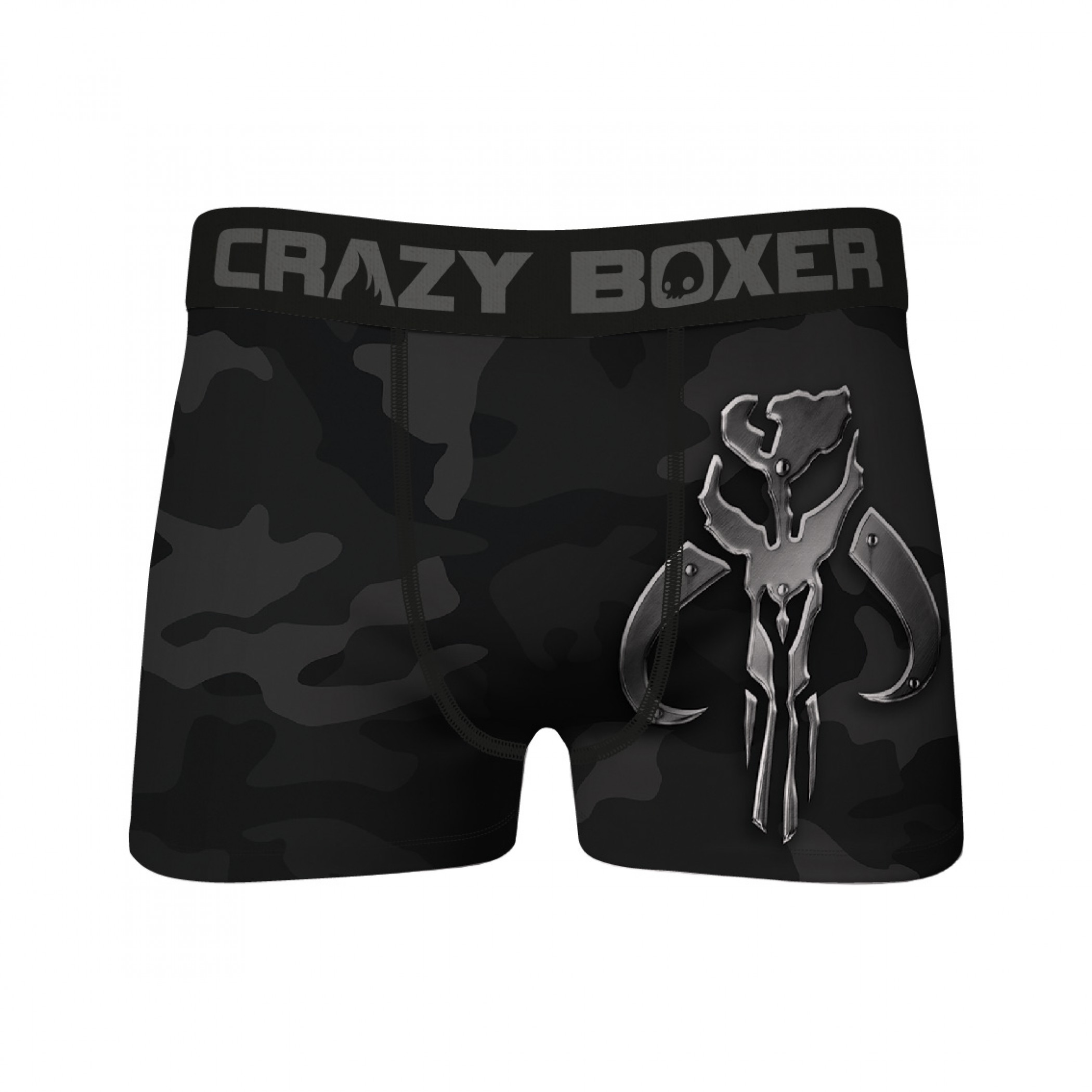 Star Wars The Mandalorian Mythosaur Symbol Black Camo Crazy Boxer Briefs, Black