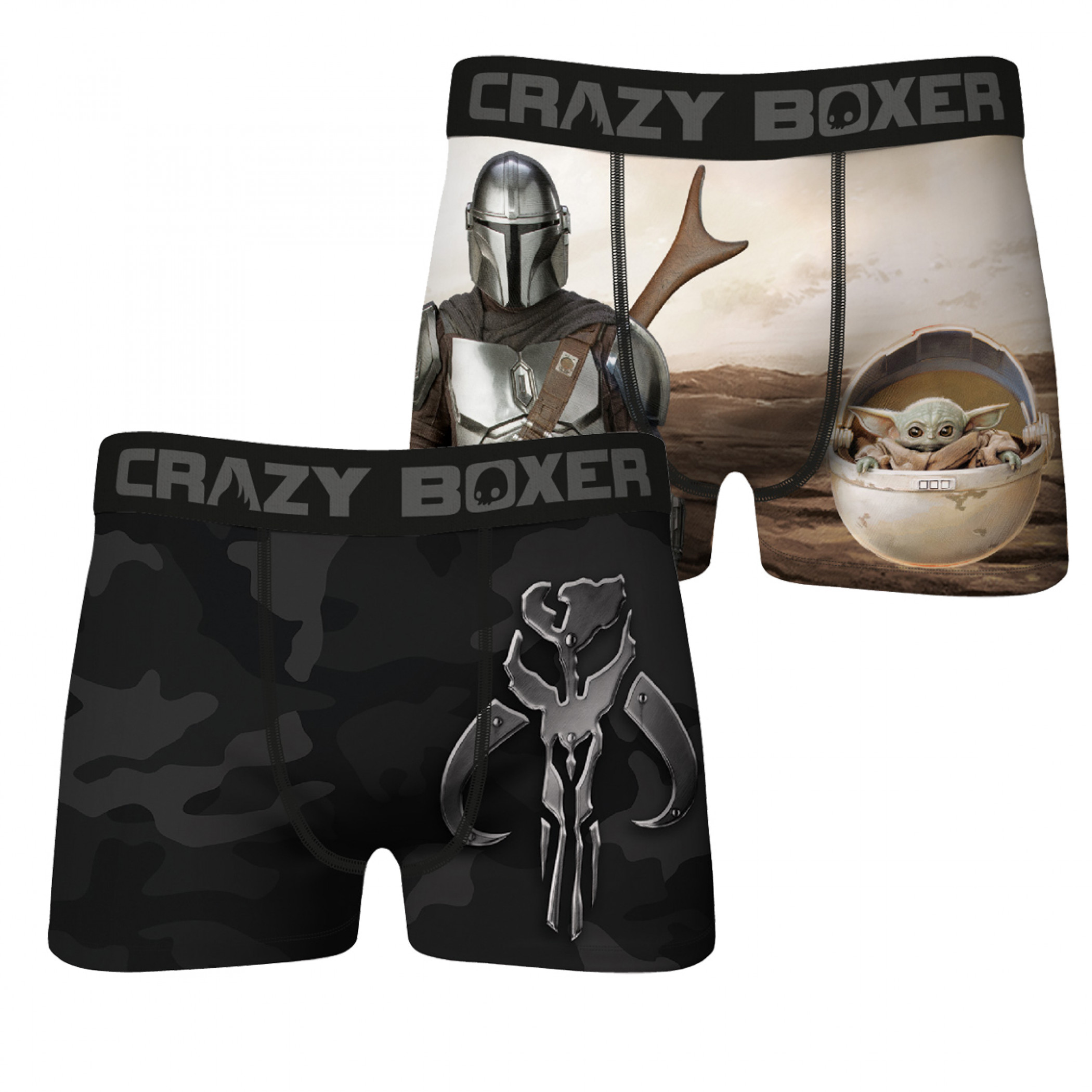 Star Wars The Mandalorian Symbol and The Child Waltzing Up 2-Pack of Crazy Boxer Briefs, Multi-Color
