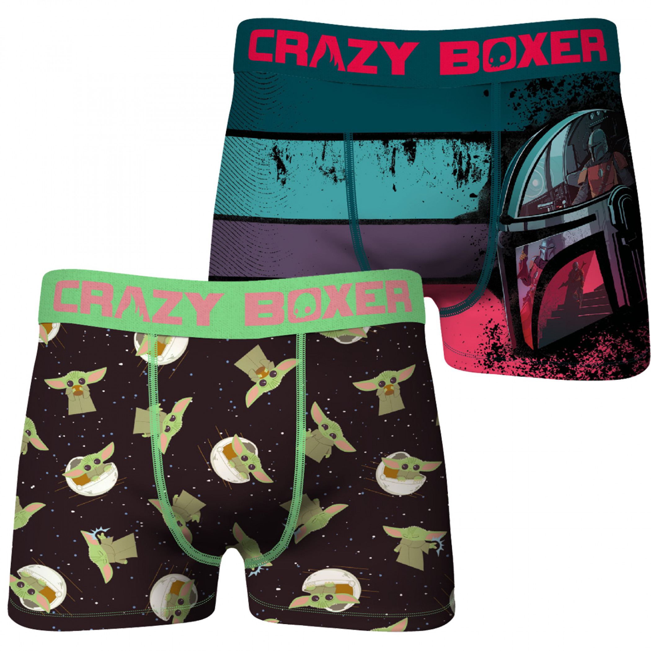Star Wars The Mandalorian & The Child Pods All Over Print 2-Pack of Crazy Boxer Briefs, Multi-Color