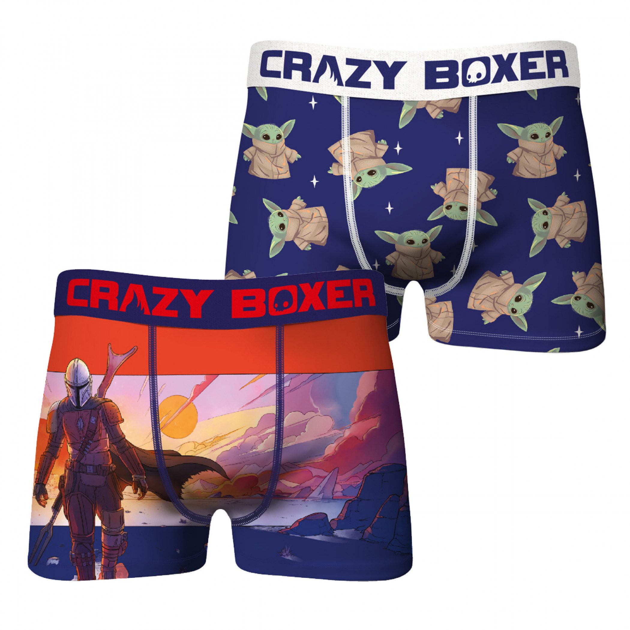Star Wars The Mandalorian Landscape & The Child All Over Print 2-Pack of Crazy Boxer Briefs, Multi-Color