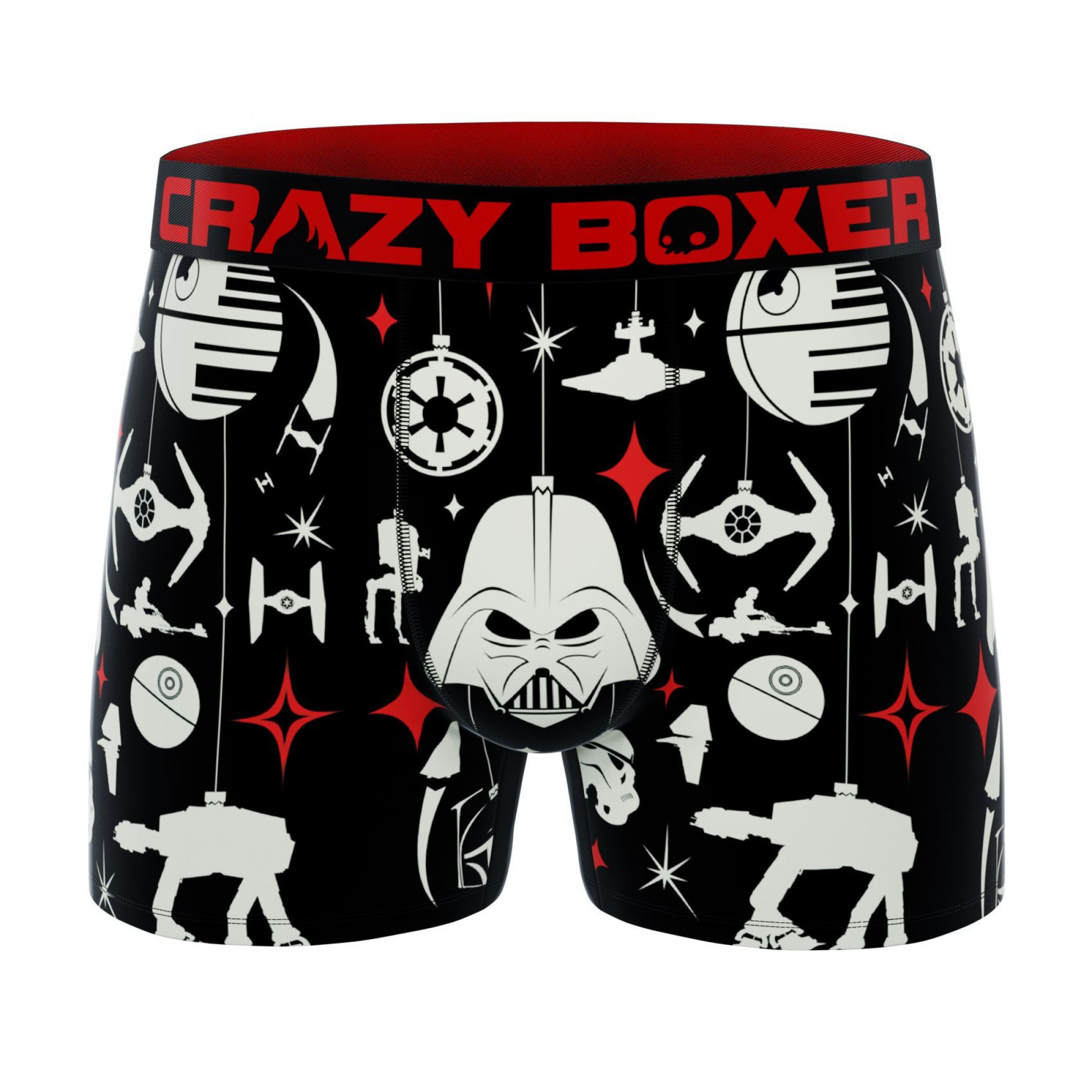 Crazy Boxers Star Wars Holiday Symbols All Over Men's Boxer Briefs, Black