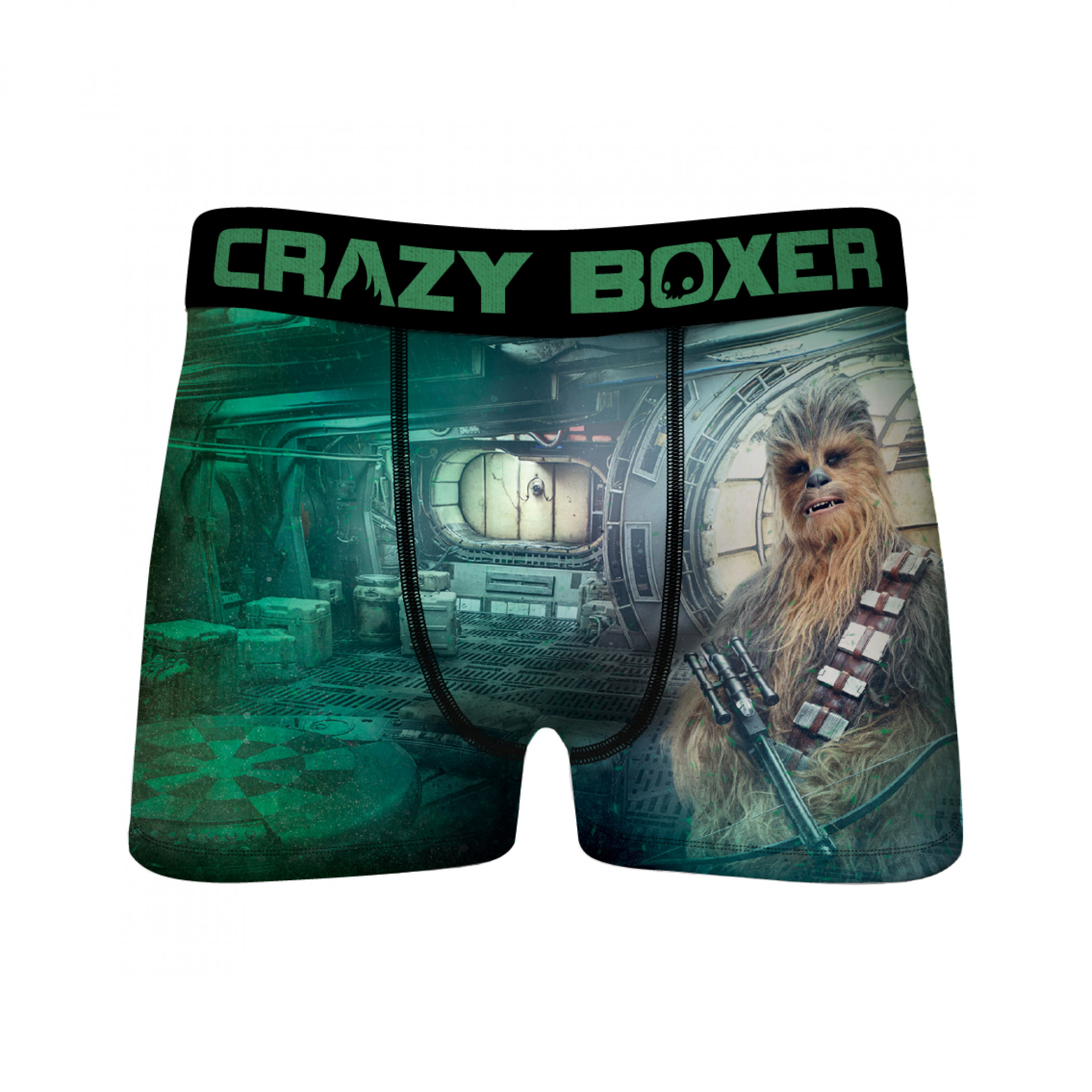 Star Wars Chewbacca Co-Pilot Men's Crazy Boxer Briefs, Green
