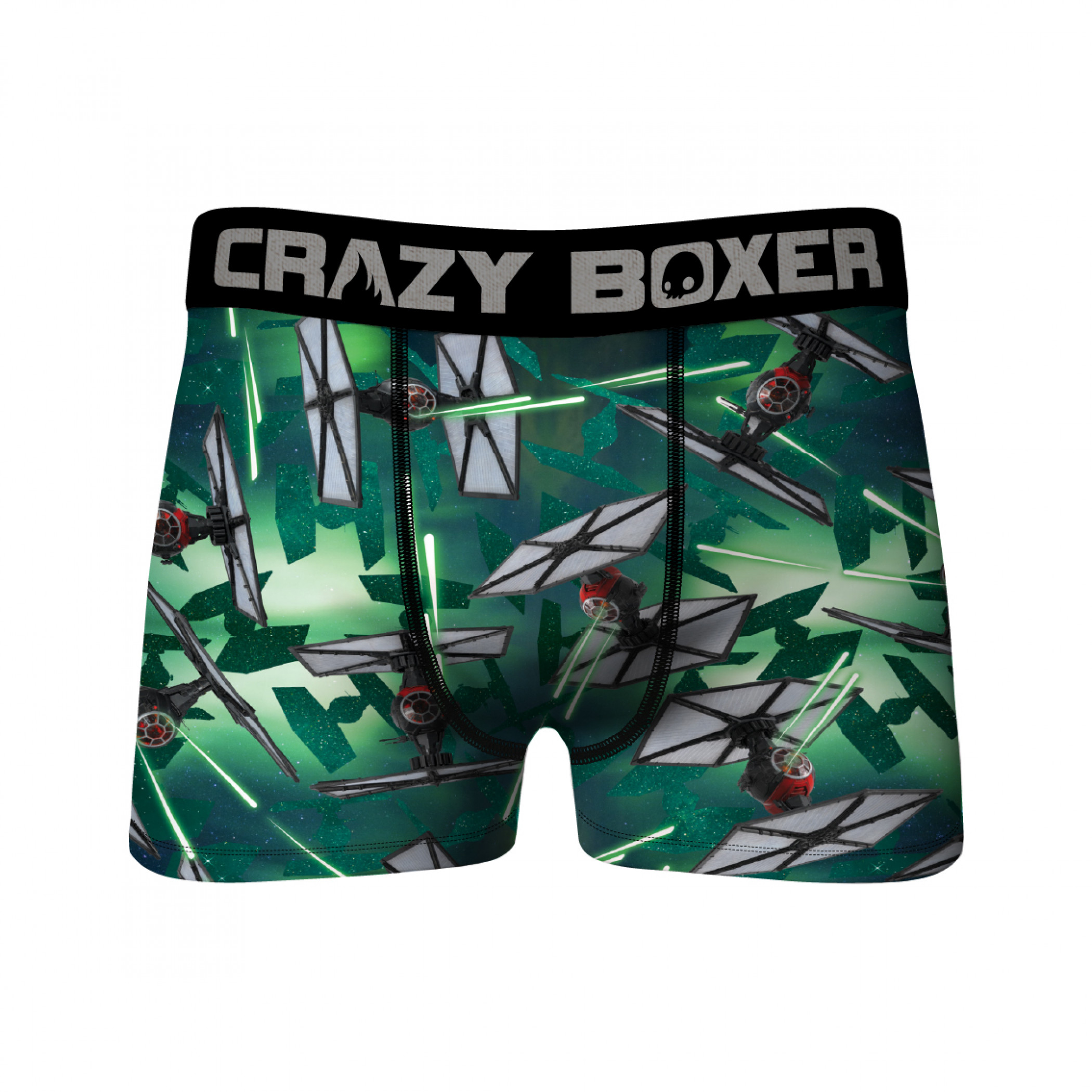 Star Wars TIE Fighter Battle All Over Men's Crazy Boxer Briefs, Green