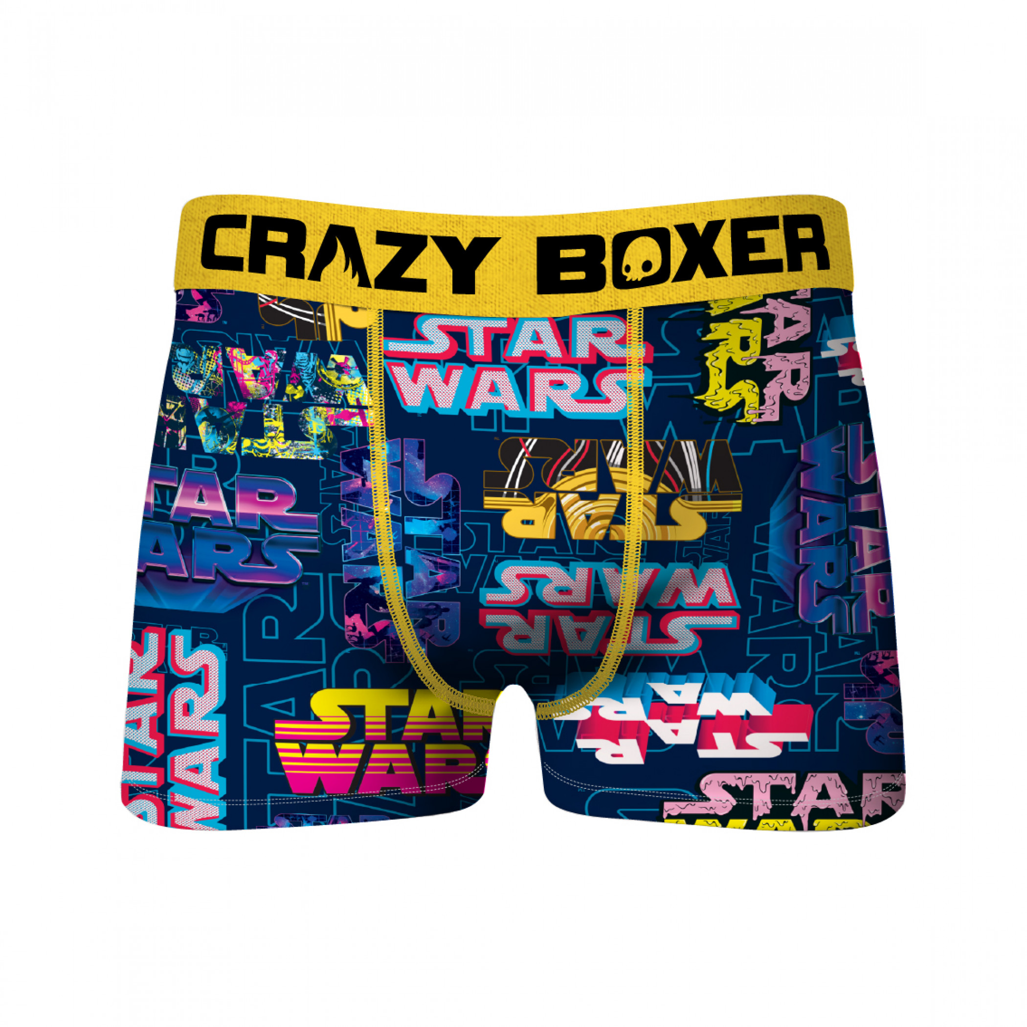 Star Wars Neon Text Logos All Over Men's Crazy Boxer Briefs, Multi-Color