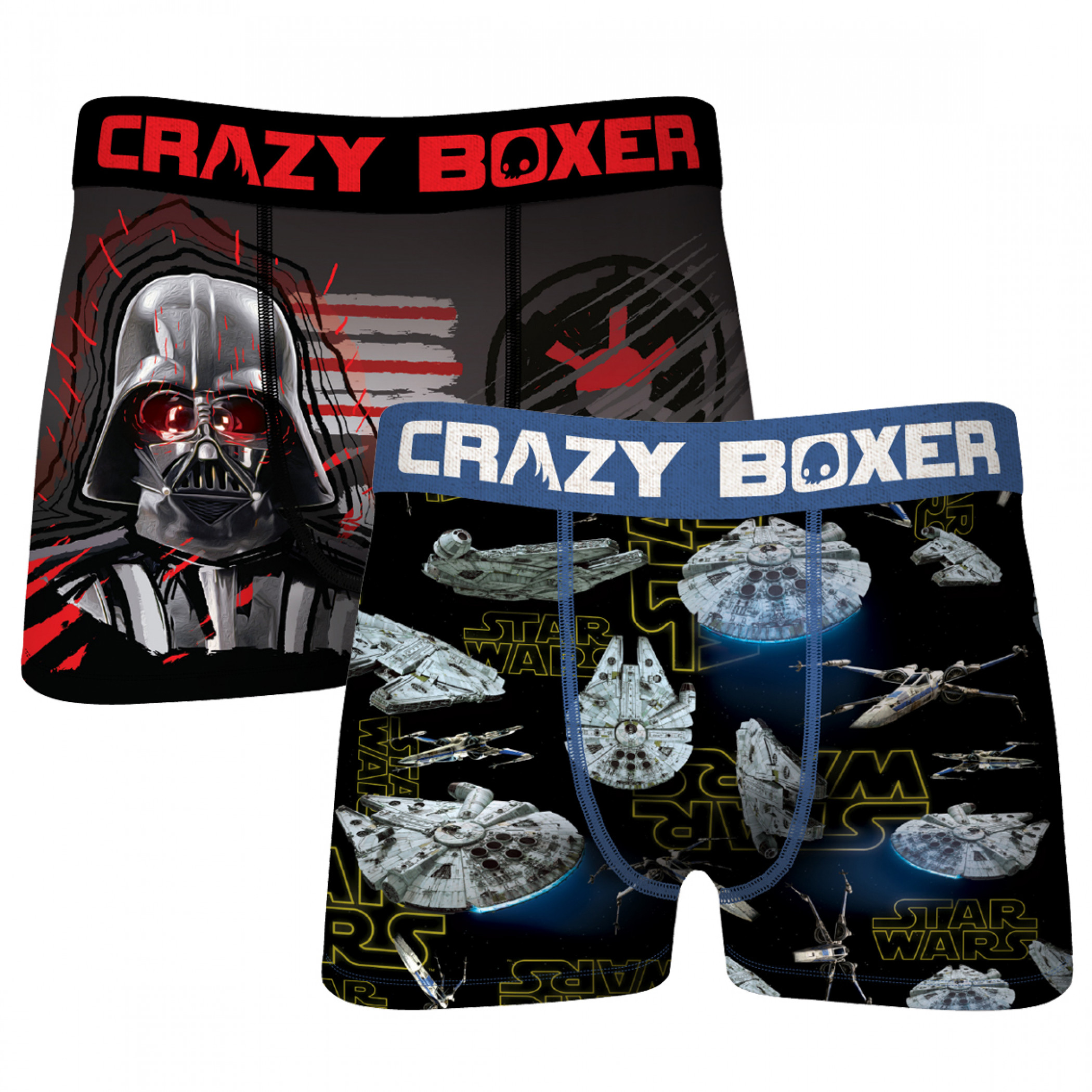 Star Wars Darth Vader and Millennium Falcon 2-Pack of Men's Crazy Boxer Briefs, Multi-Color