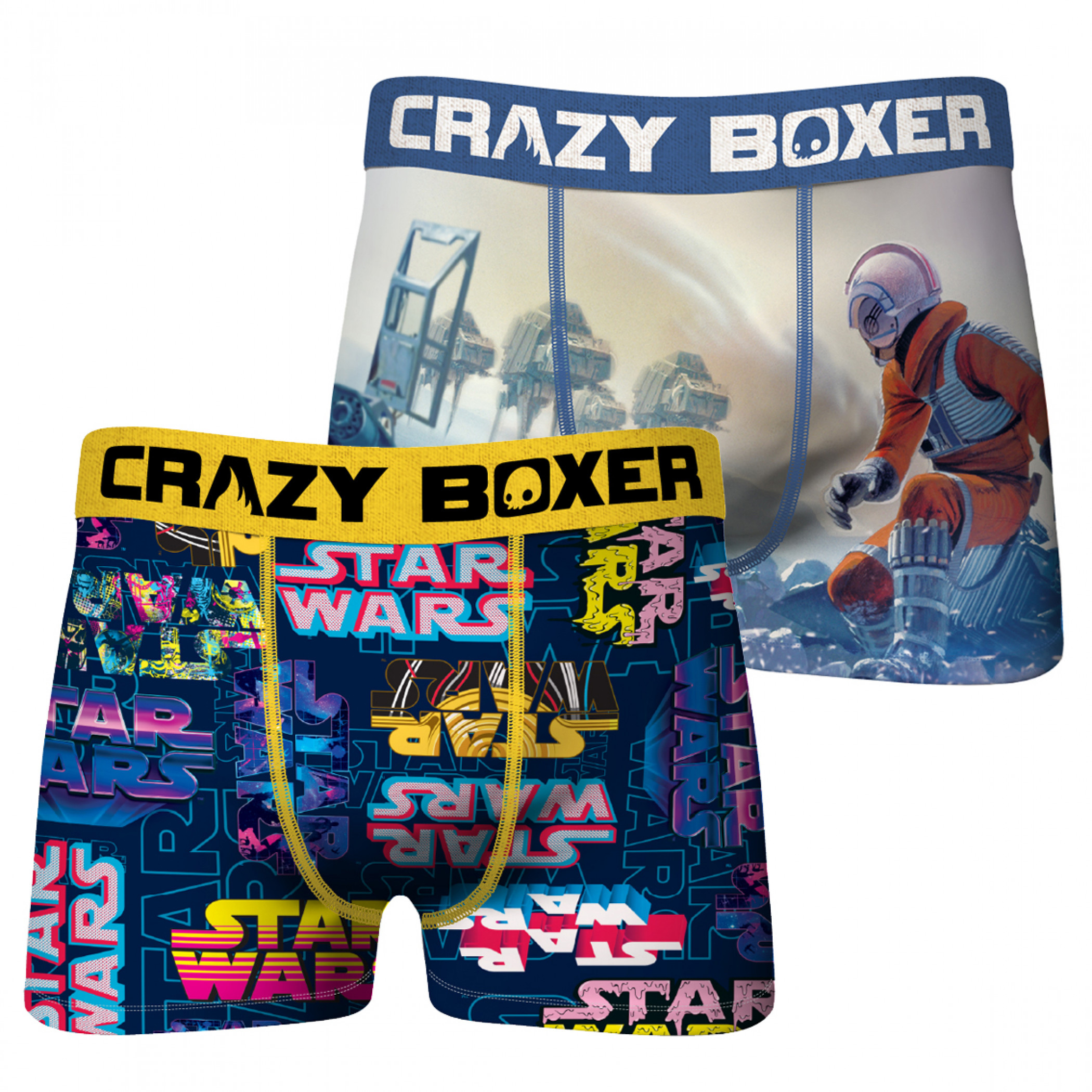Star Wars Luke on Hoth Scene & Neon Logos 2-Pack of Crazy Boxer Briefs, Multi-Color