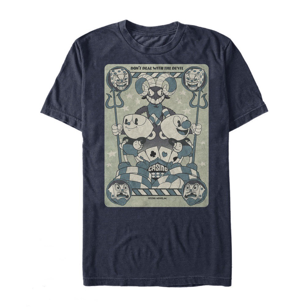 Cuphead and Mugman Cup O Cards Blue Tshirt