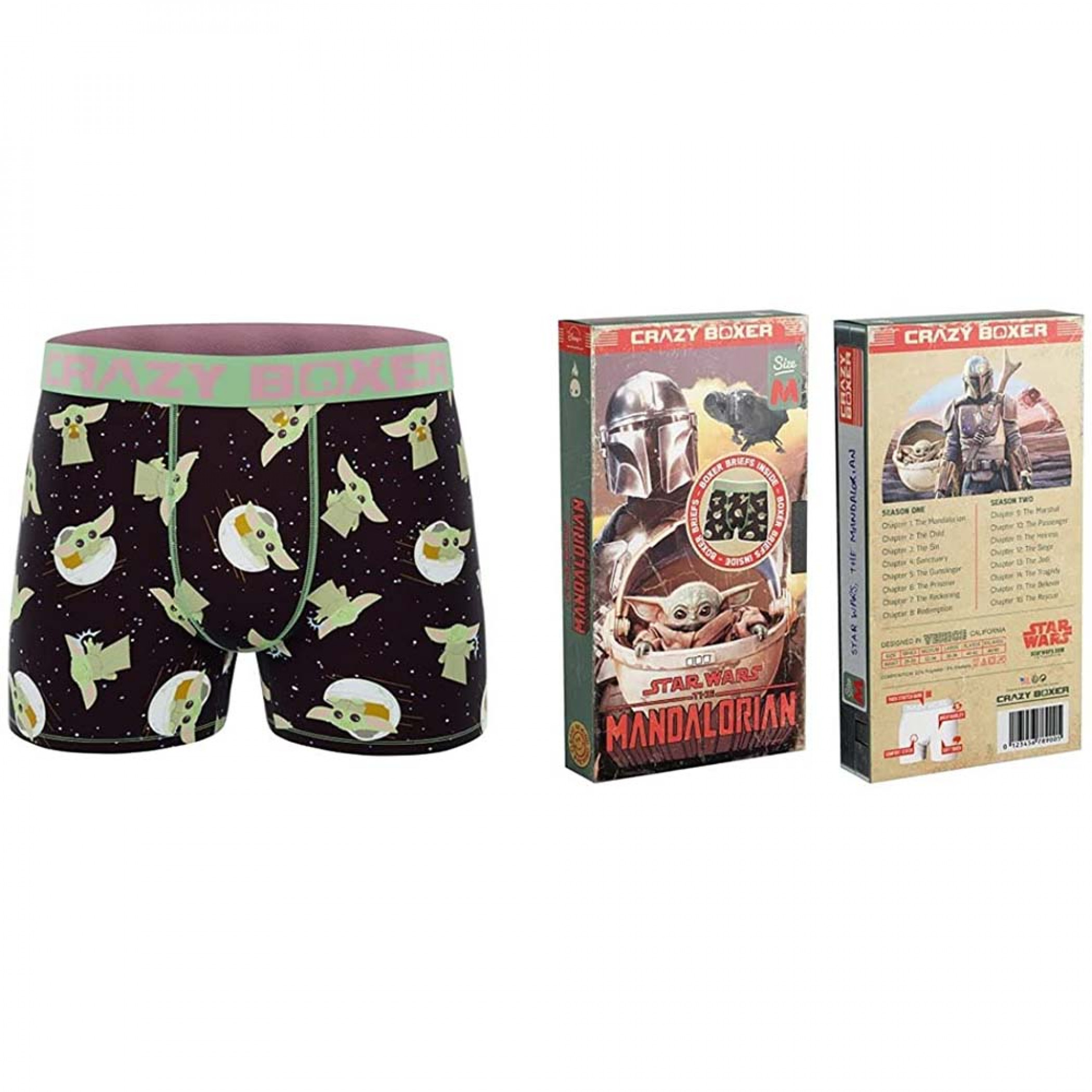 Star Wars The Mandalorian The Child Men's Boxer Briefs in VHS Tape Box, Multi-Color