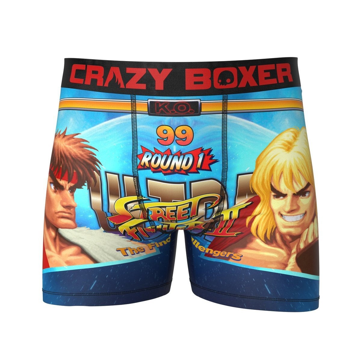 Street Fighter Ken Vs Ryu Men's Boxers, Blue