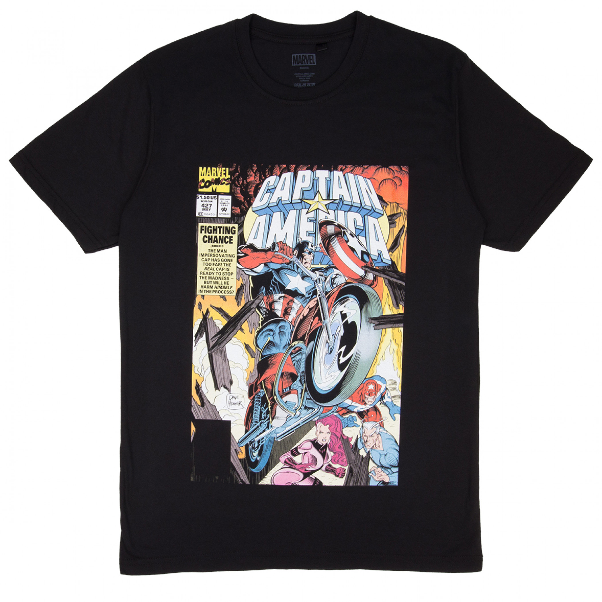 Captain America Wheels Up! #427 Marvel Comic Cover T-Shirt, Black
