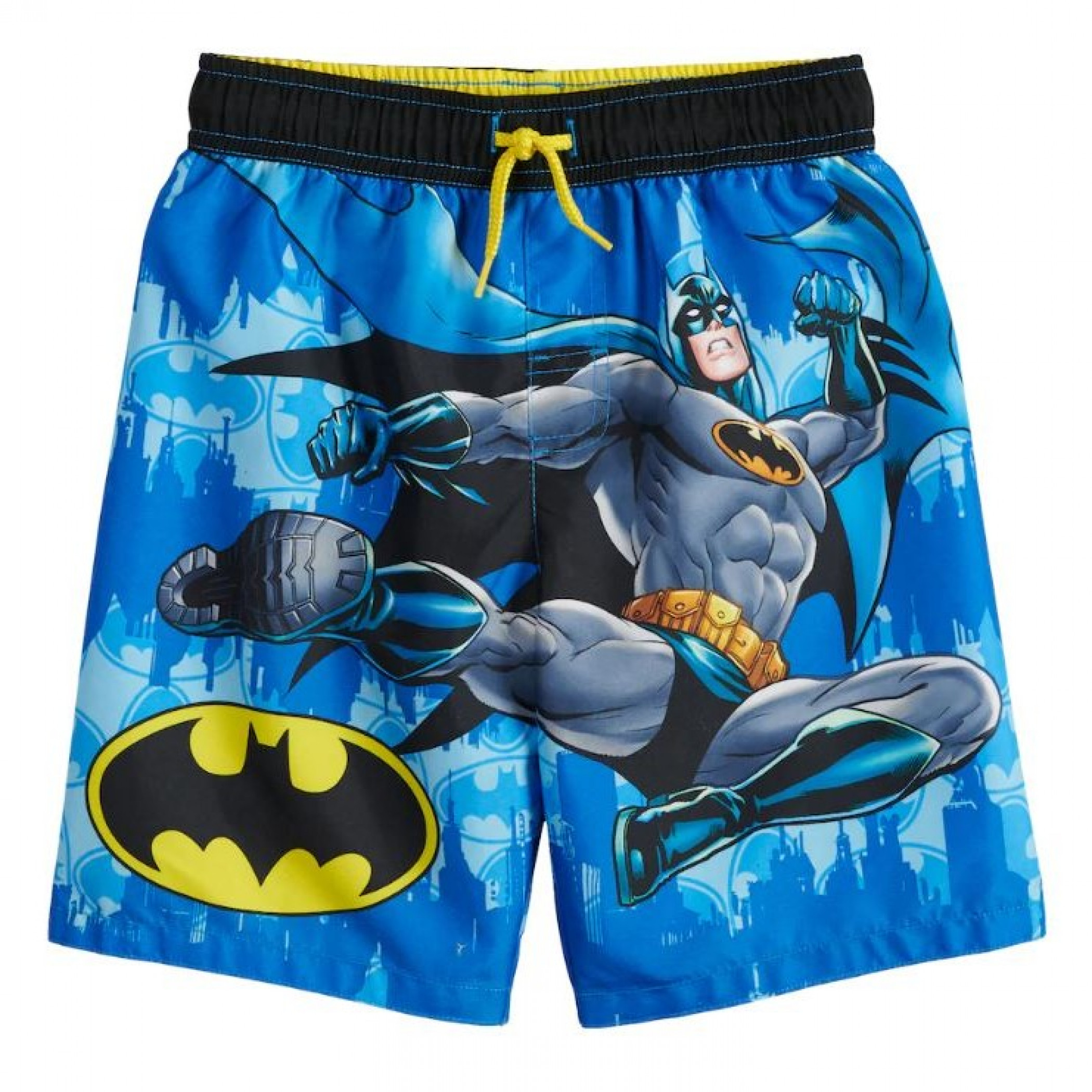 Batman Character in the Night with Symbol Youth Swim Trunks, Multi-Color