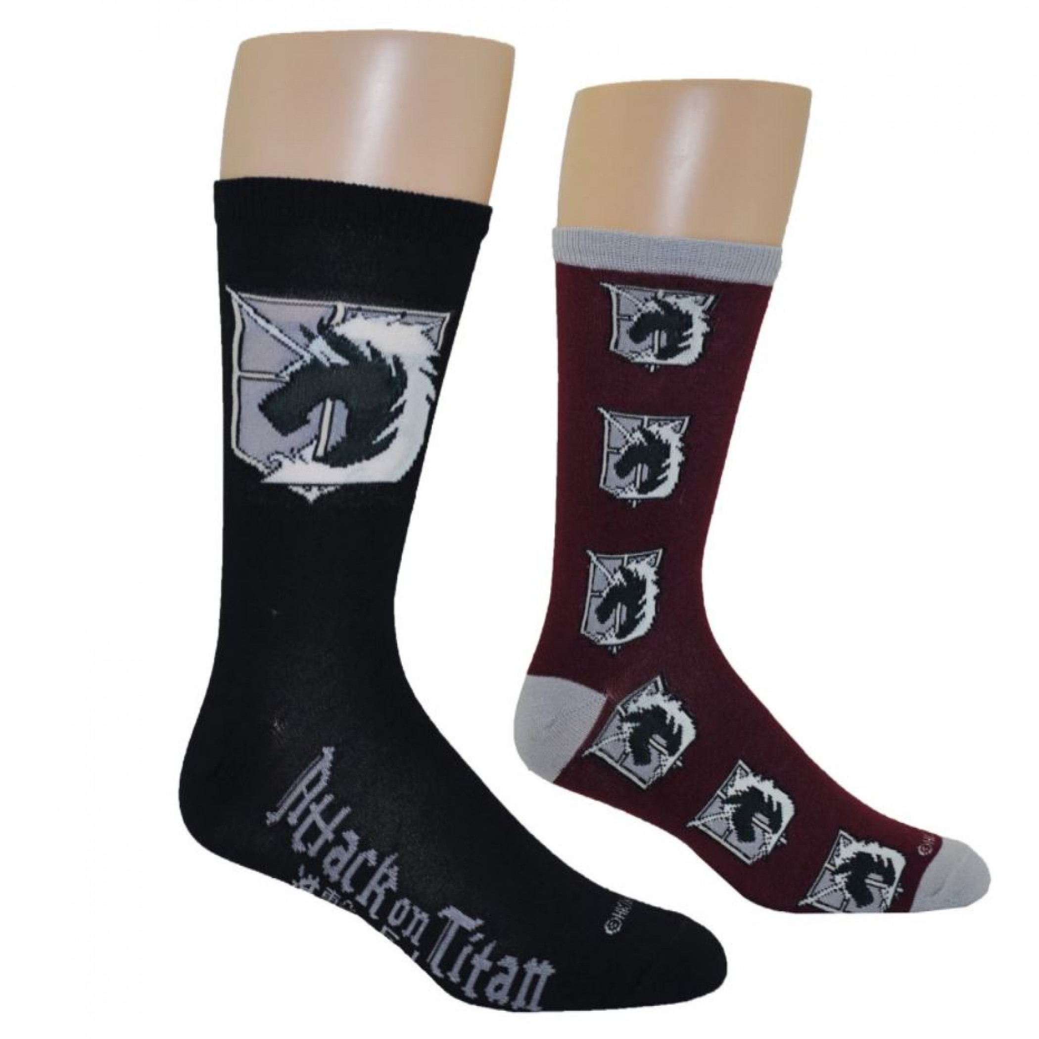 Attack on Titan Military Police 2 Pair Pack of Crew Socks, Black