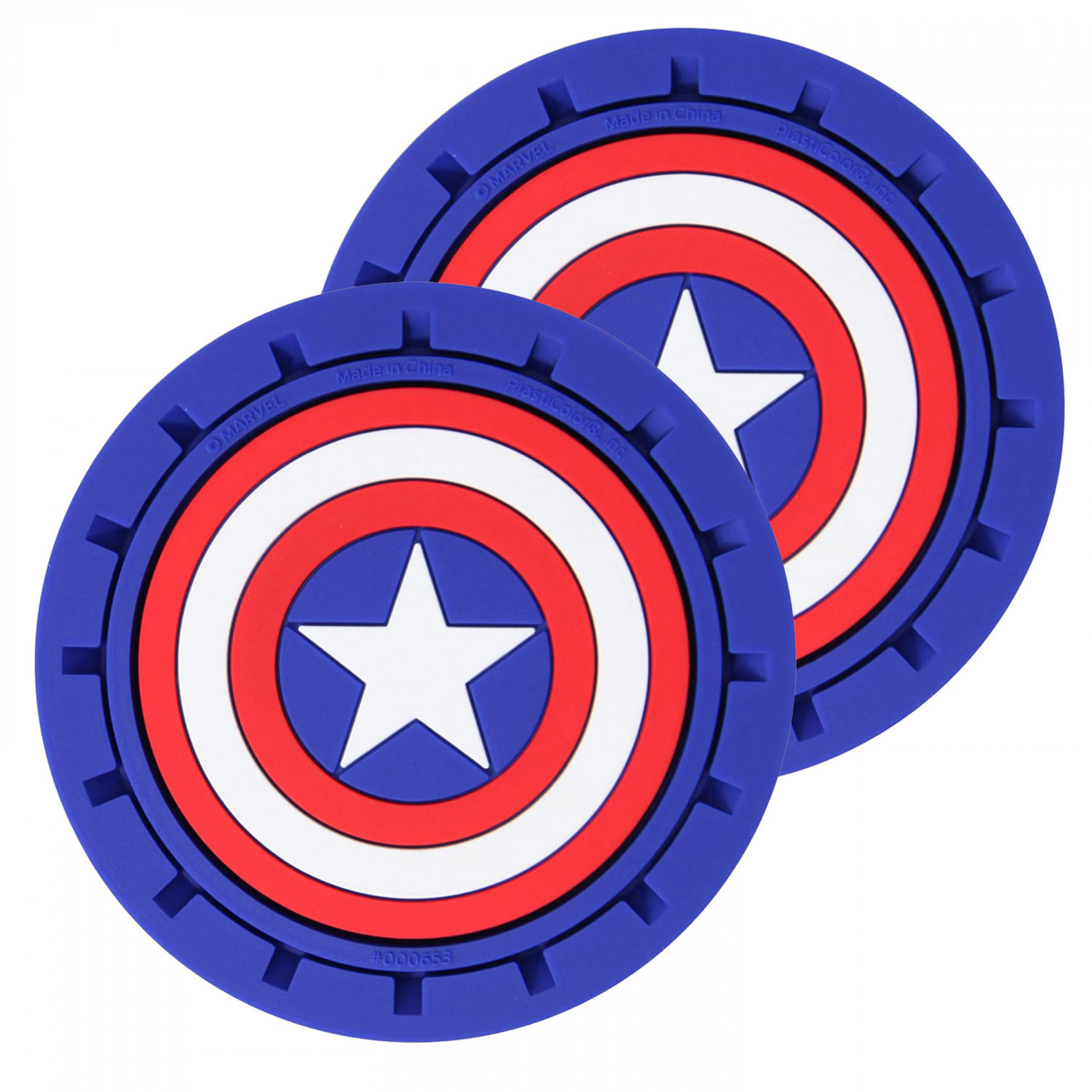 Captain America Shield Logo Car Cup Holder Coaster 2-Pack, Blue