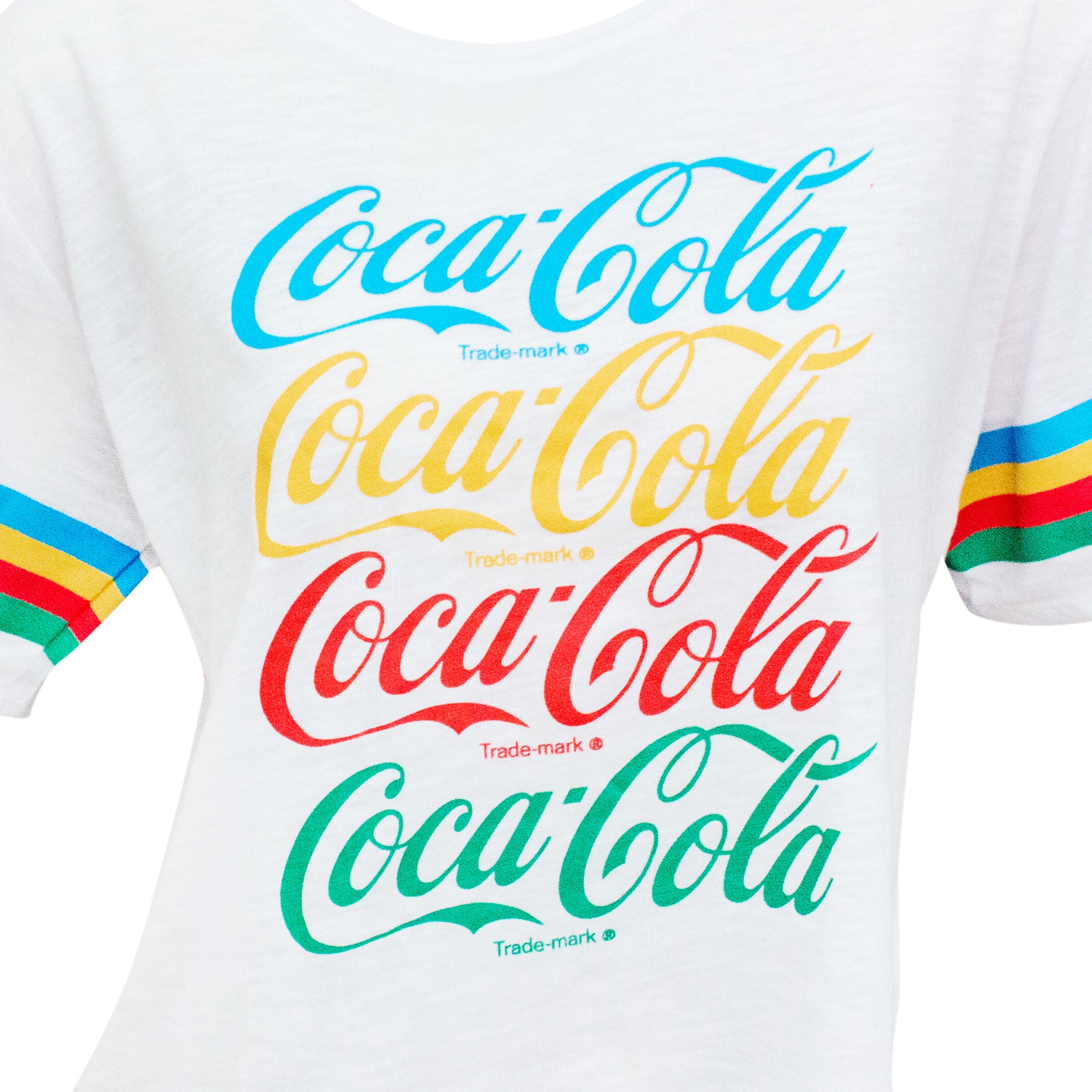 Coca Cola Rainbow Cropped Women's White Tee Shirt