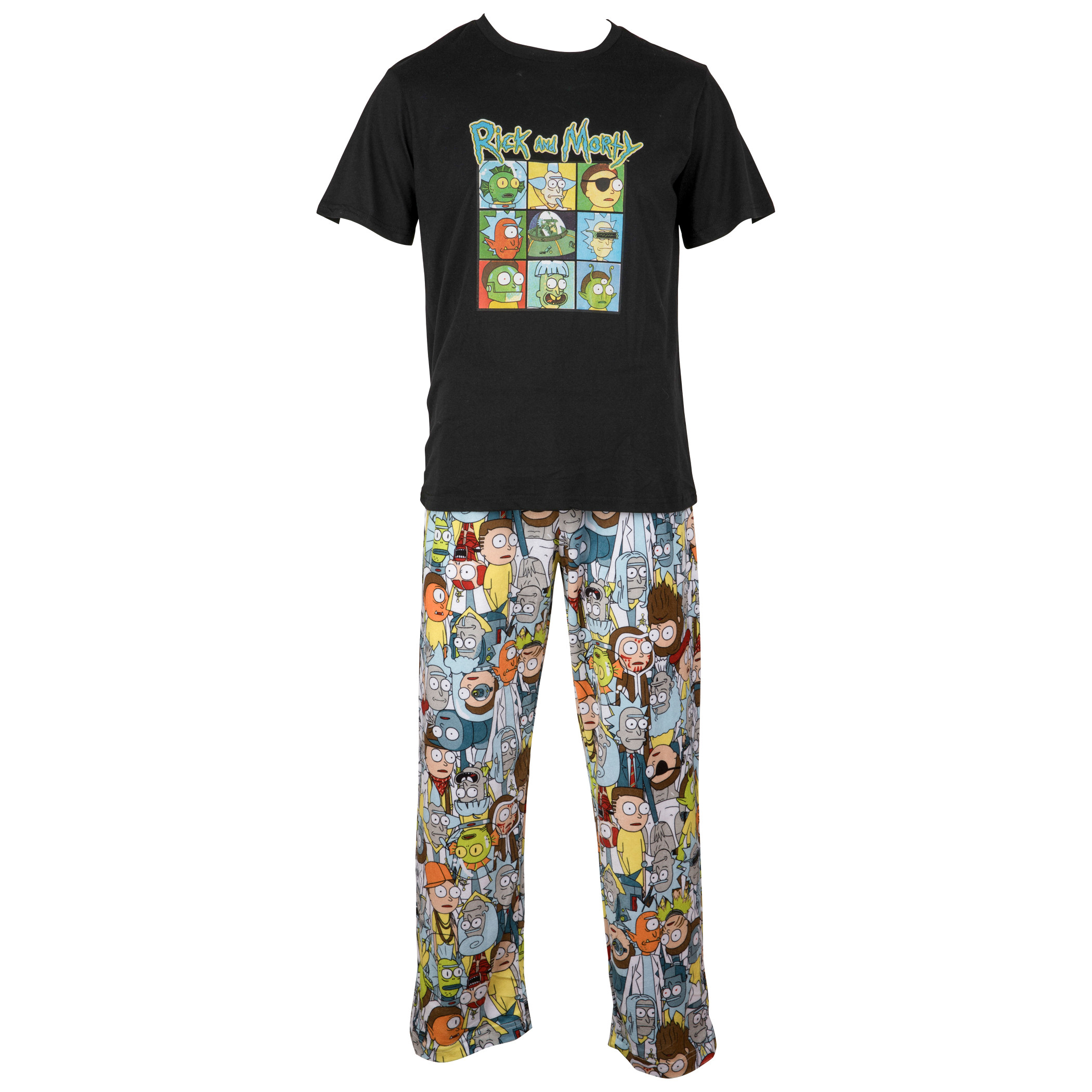 Rick and Morty All The Ricks Sleep T-Shirt and Pant Pajamas Set, Multi-Color