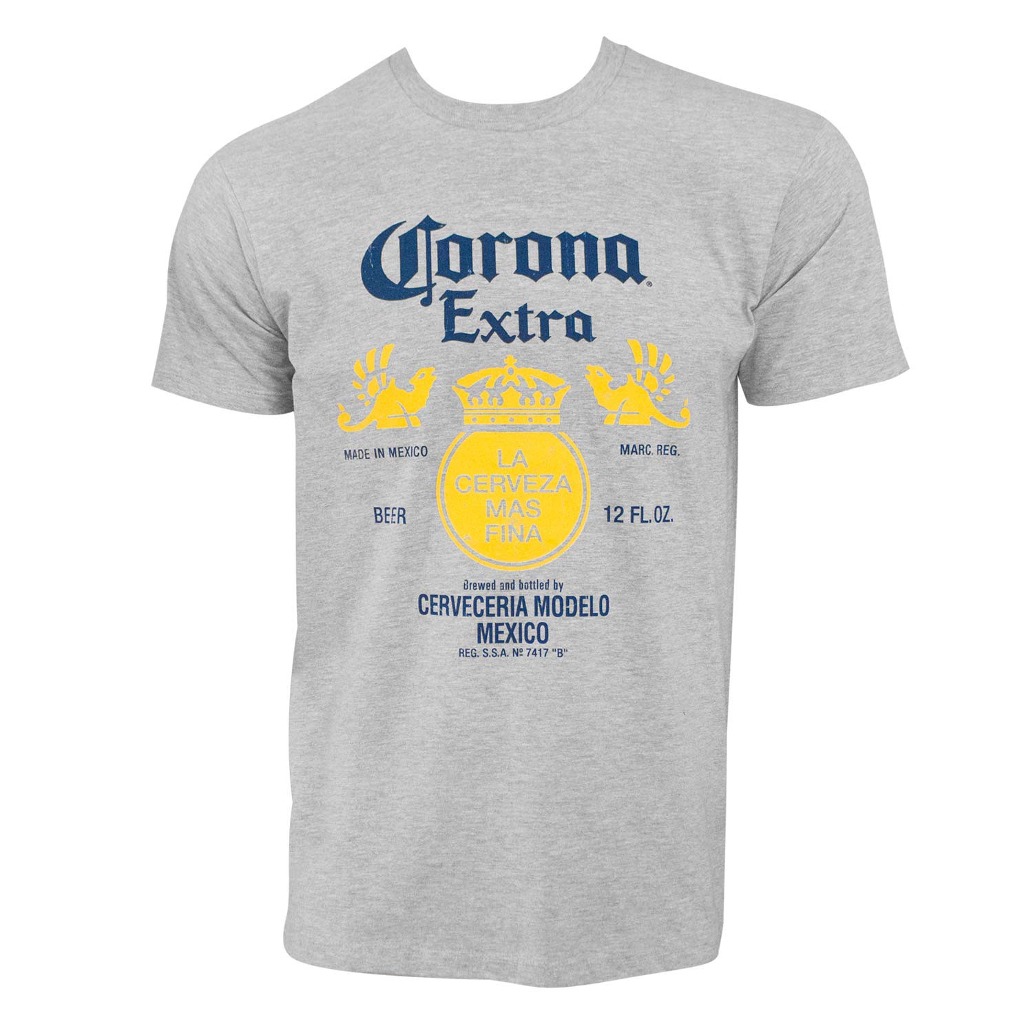 Corona Extra Bottle Label Grey Tshirt