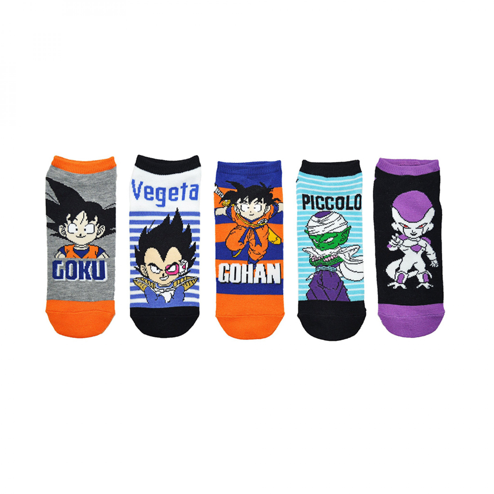 Dragon Ball Z Character Variety 5-Pair Pack of Low Cut Socks, Multi-Color