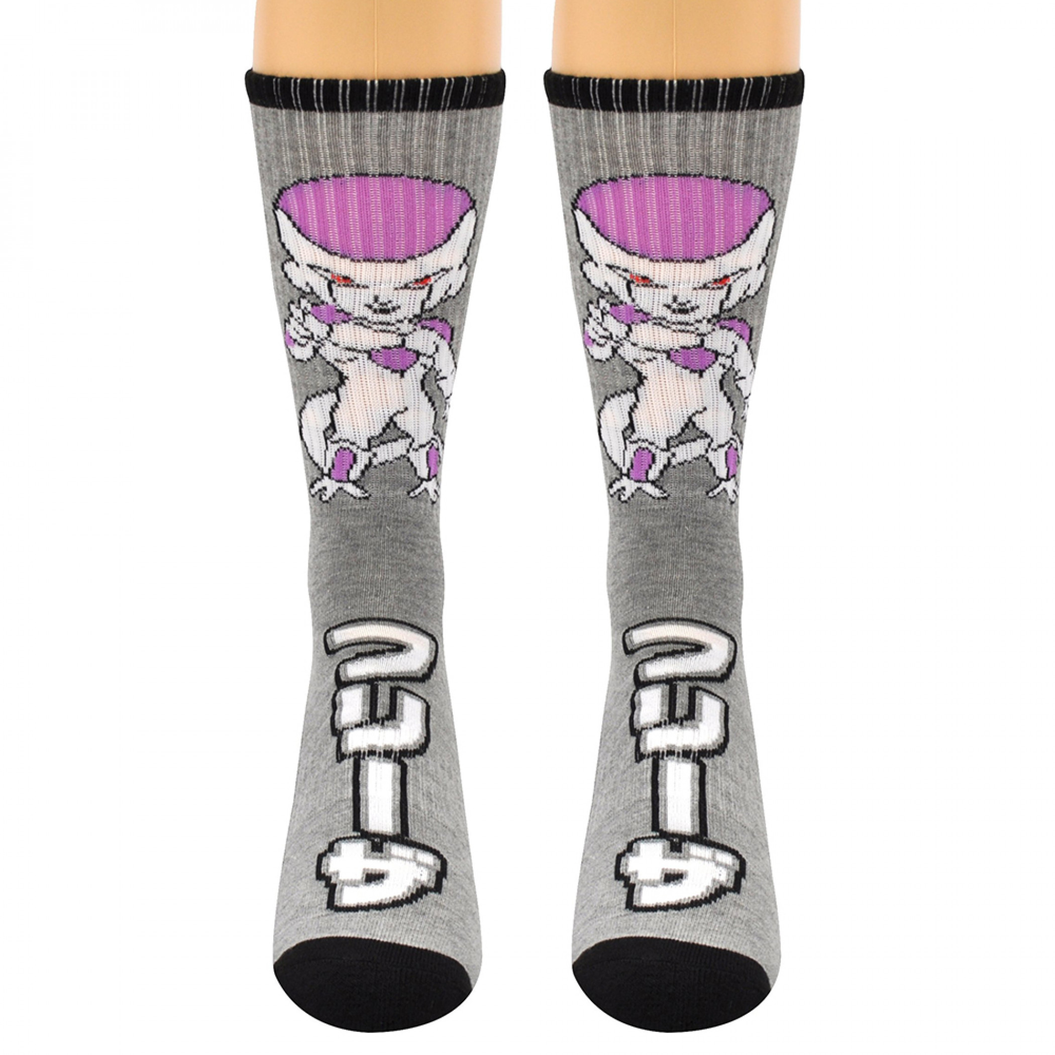 Dragon Ball Z Frieza Character Chibi Athletic Crew Socks, Grey