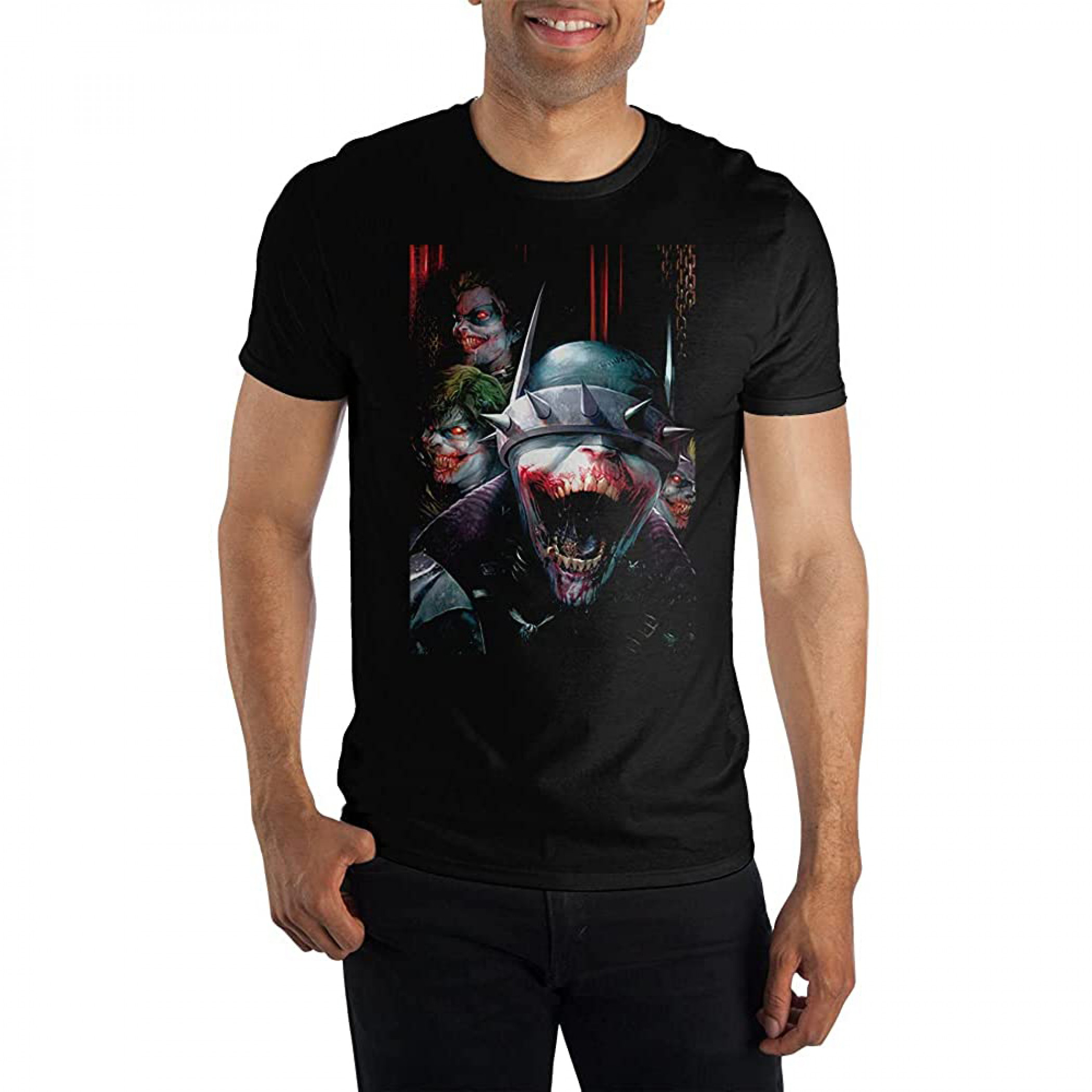 DC Comics The Batman Who Laughs with Jokers T-Shirt, Black