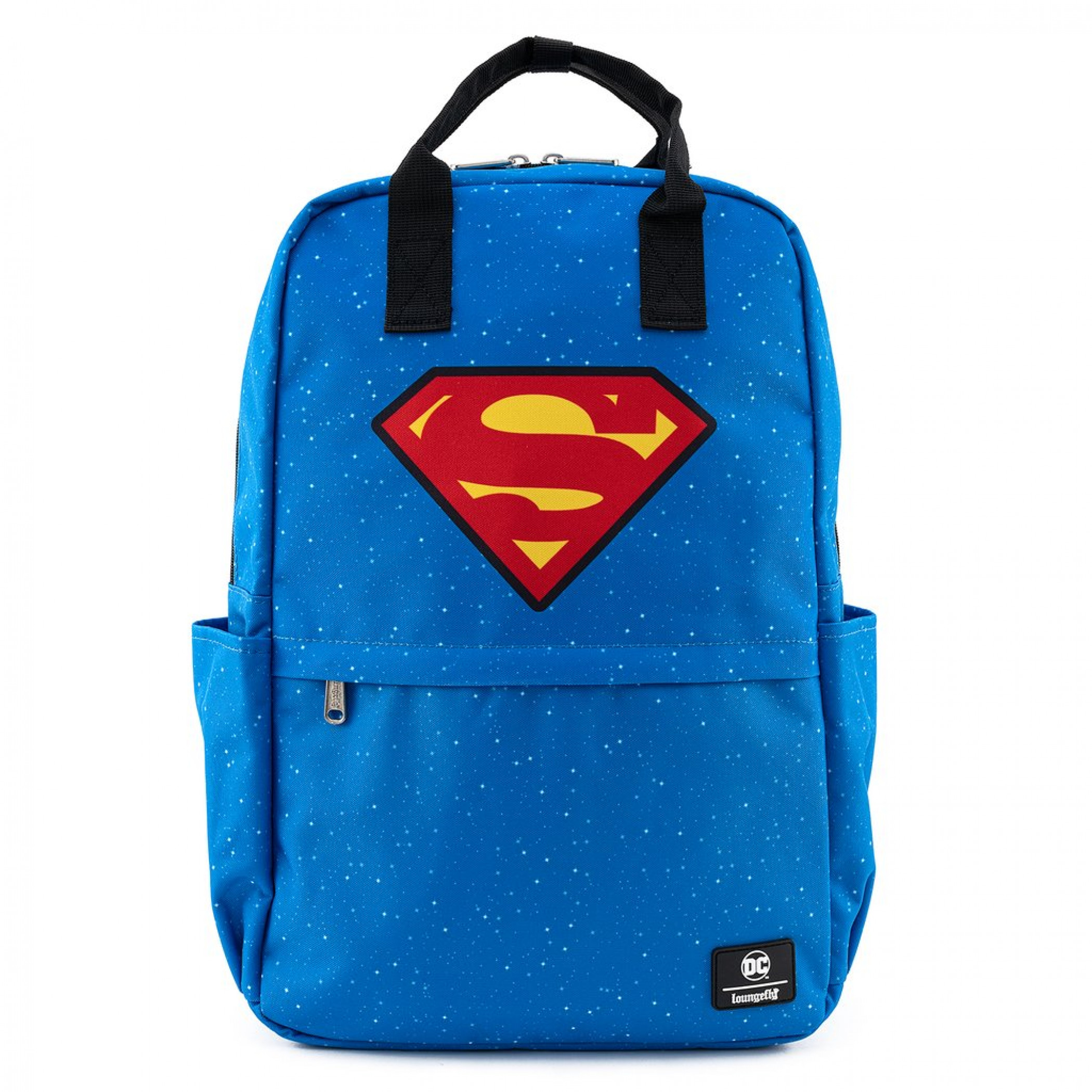 Superman Shield and Stars Nylon Backpack by Loungefly, Blue