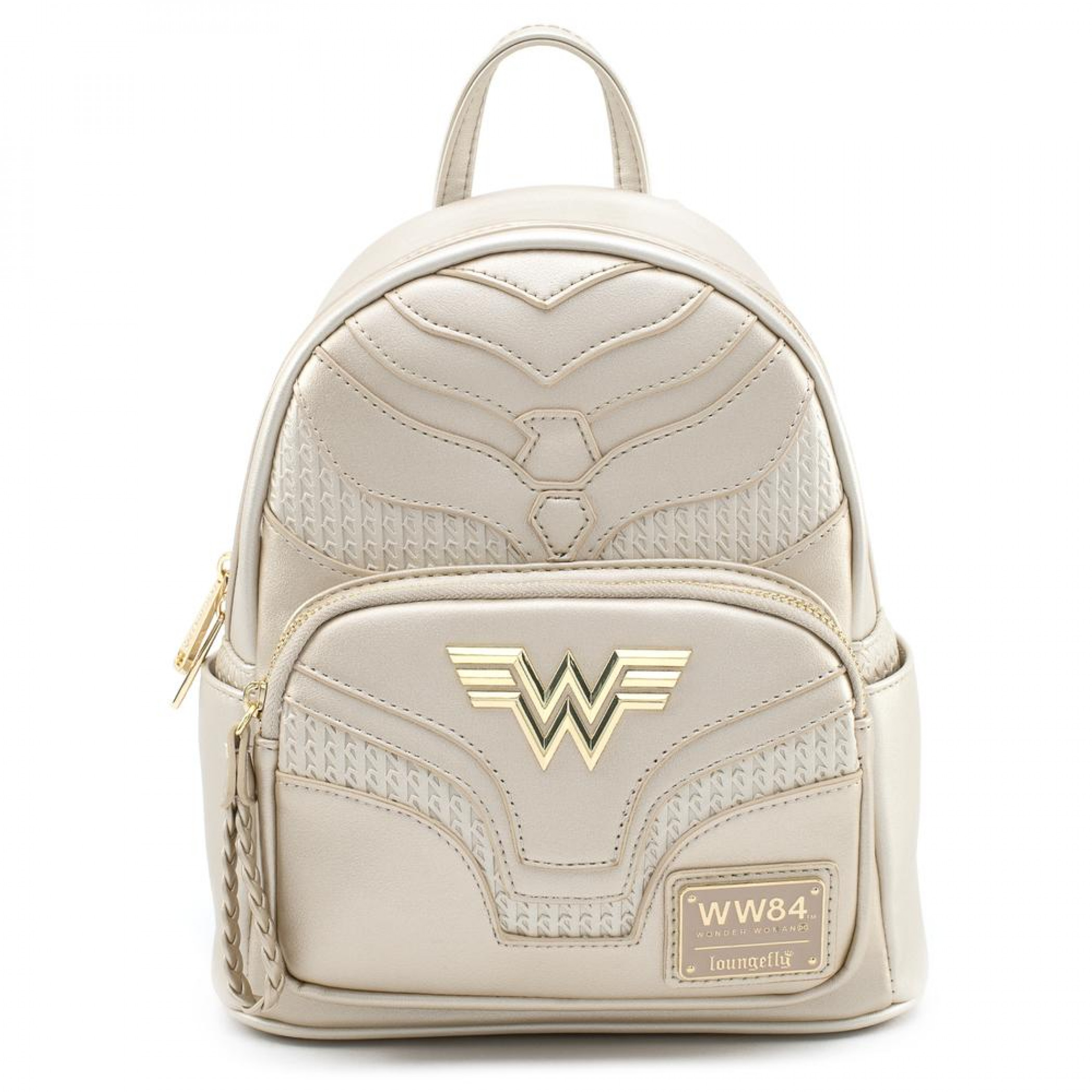 Wonder Woman 84 Gold Mini Backpack with Lasso Zipper Pull by Loungefly, Gold