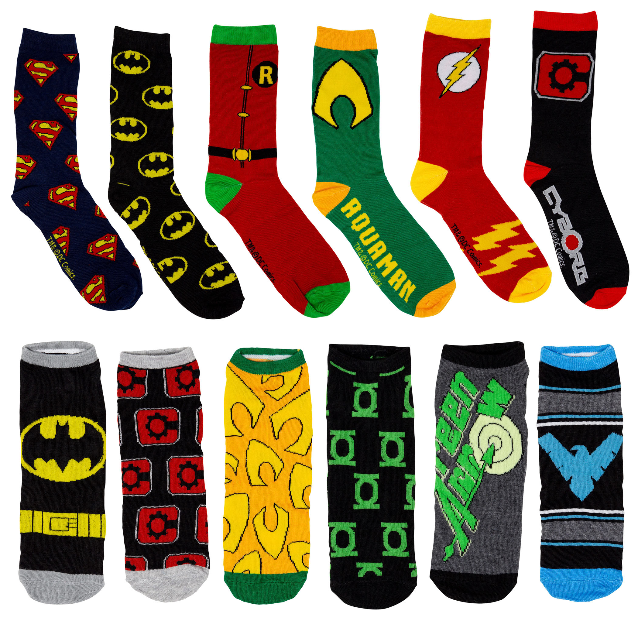 DC Comics 12 Pairs of Socks Gift Giving Box, Multi-Color
