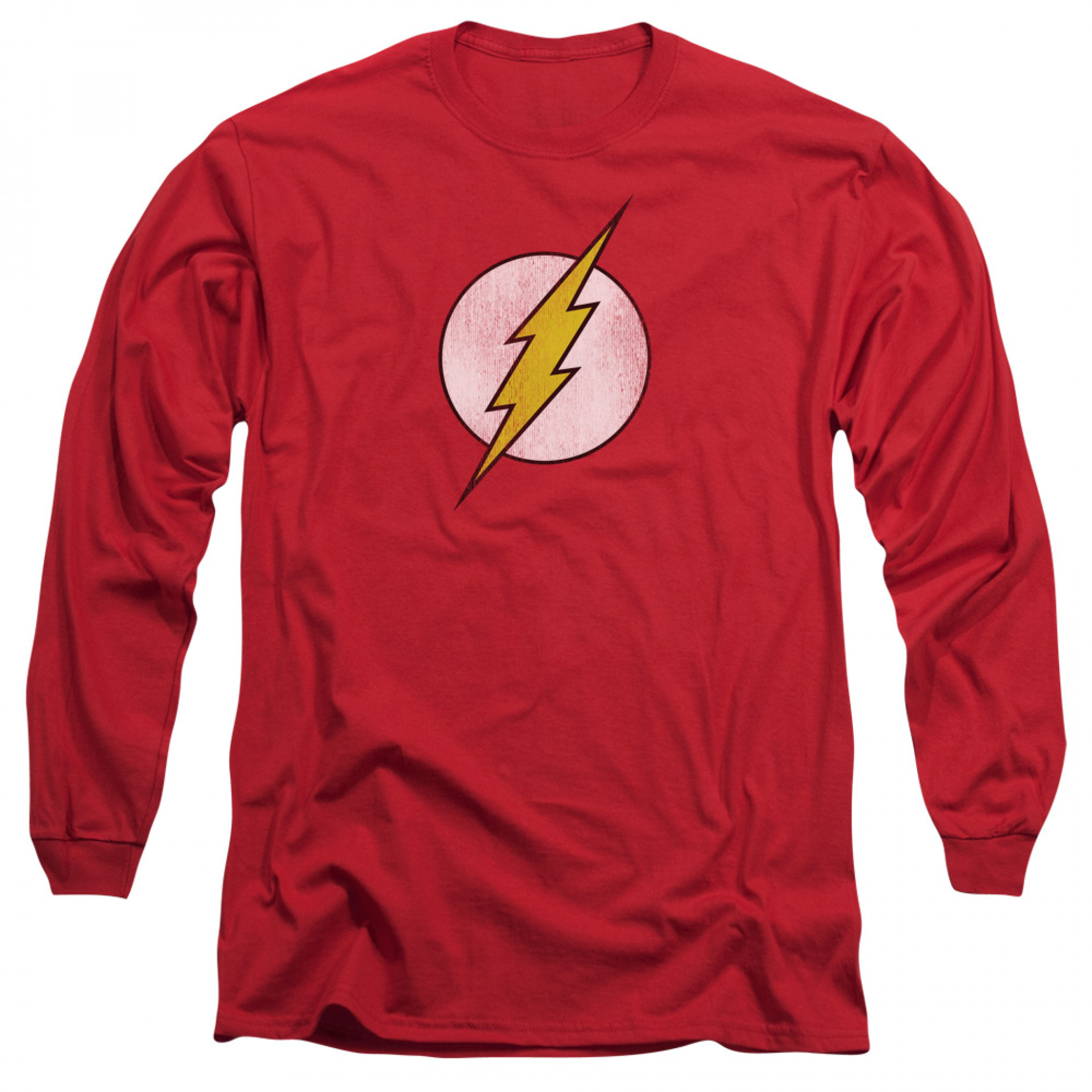 Flash Distressed Symbol Long Sleeve T-Shirt, Red