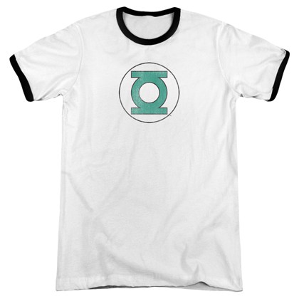 Green Lantern Logo Ringer Tshirt, White
