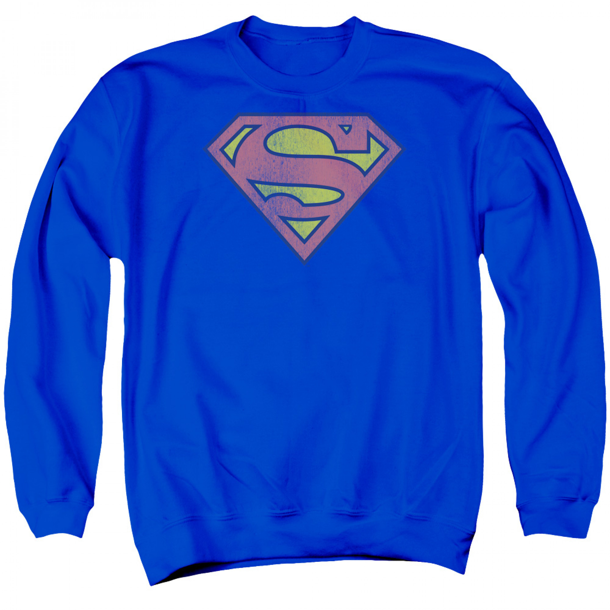 Superman Faded Logo Classic Crewneck Sweatshirt, Blue