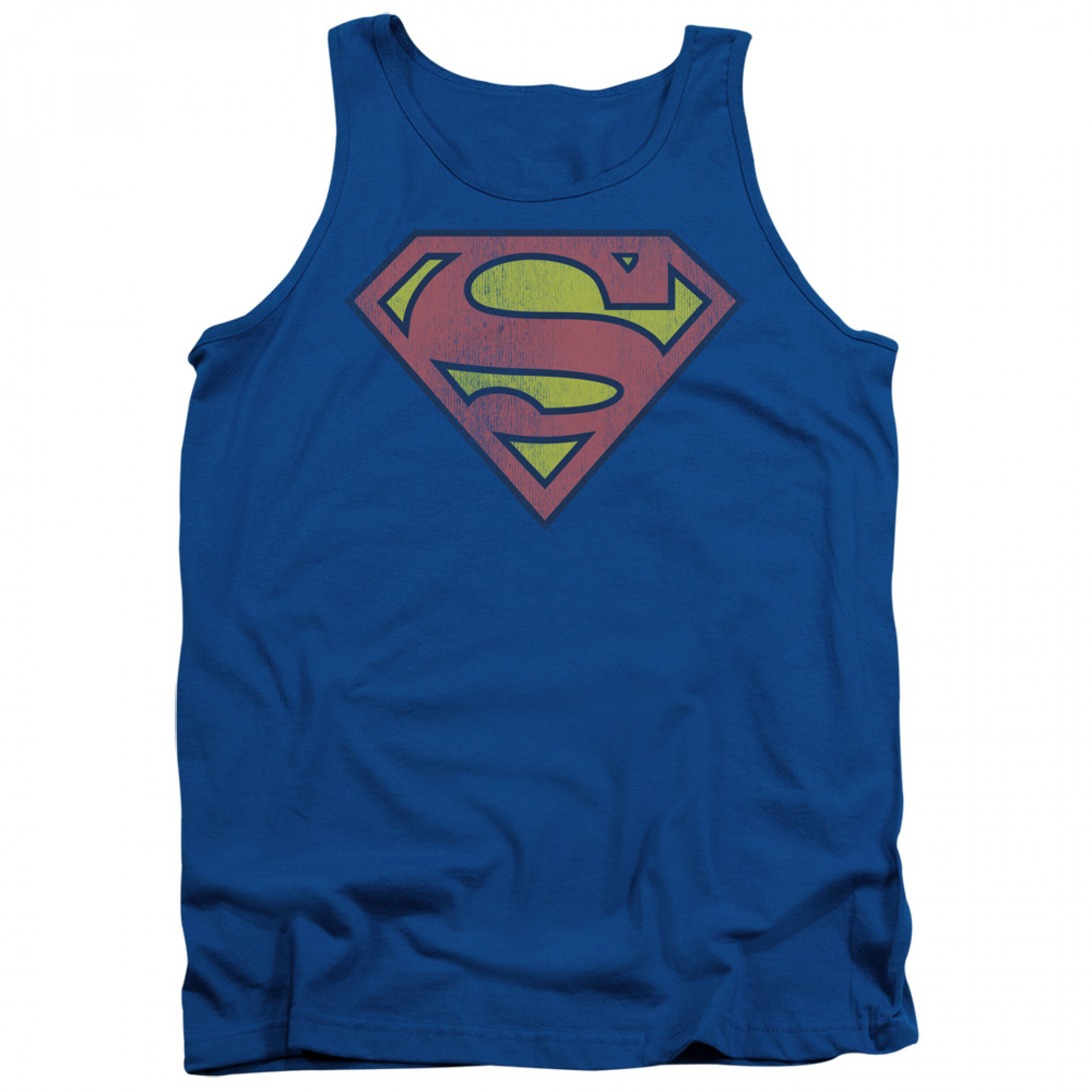 Superman Royal Blue Distressed Symbol Tank Top, Blue