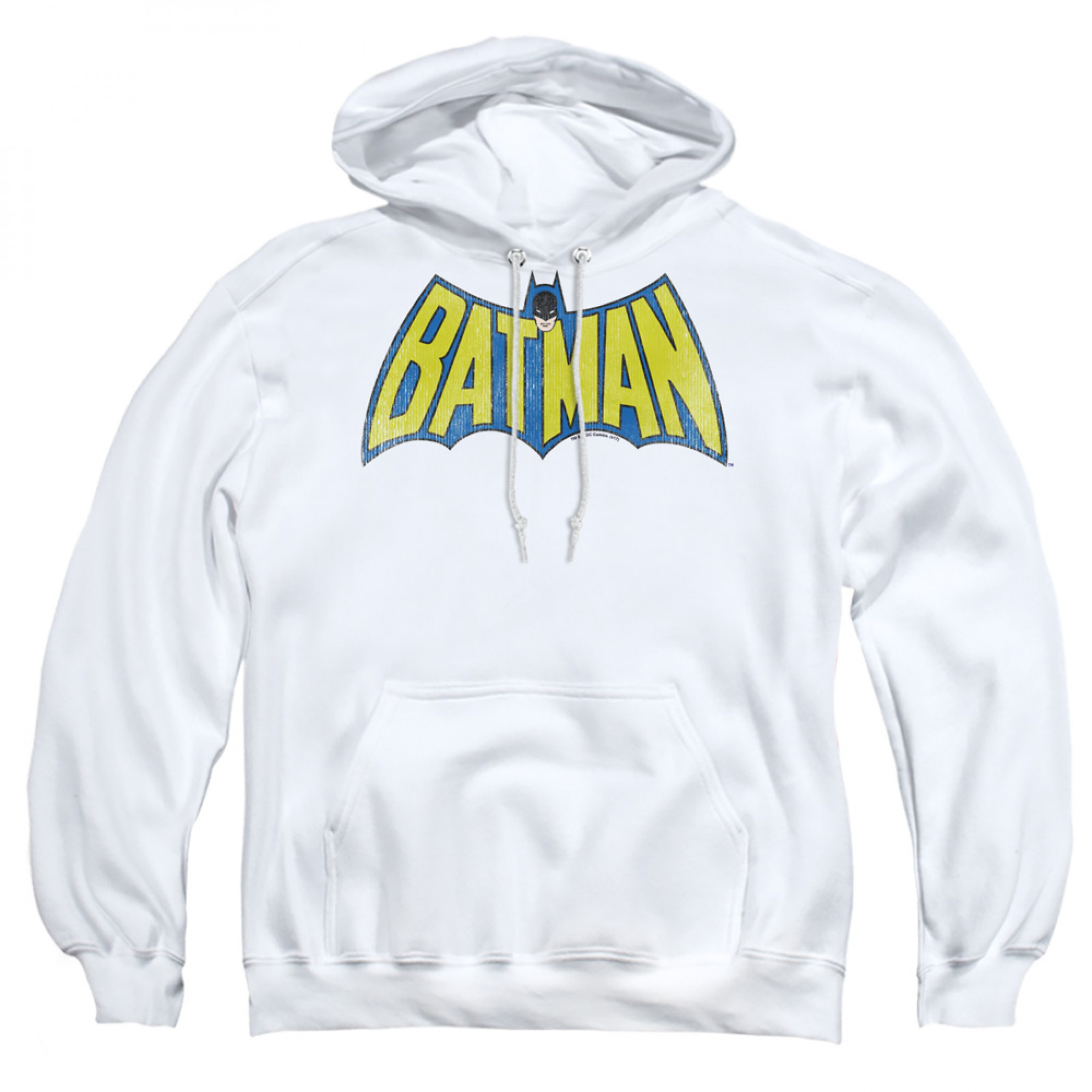 Batman Vintage Comic Logo White Colorway Pull-Over Hoodie, White