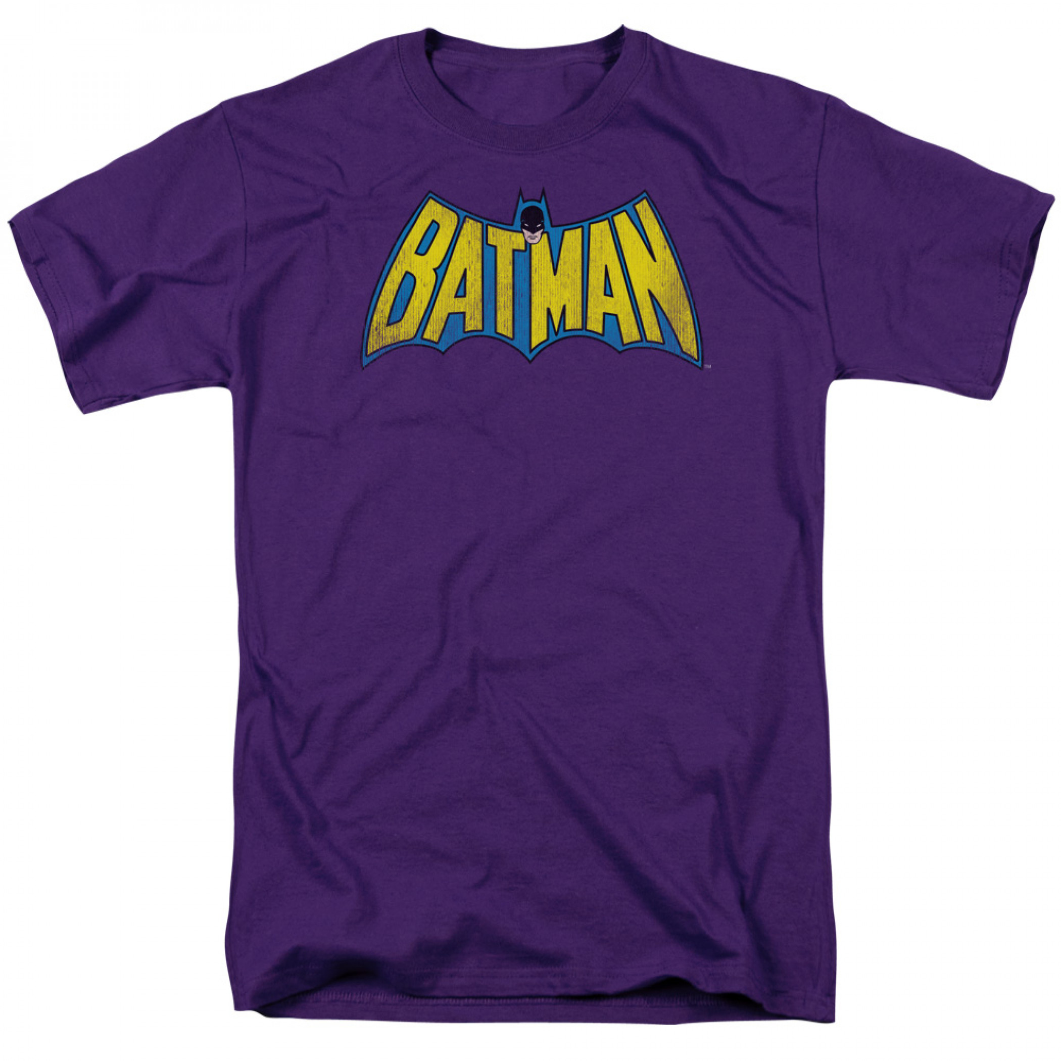 Batman Distressed Classic Logo Purple T-Shirt, Purple