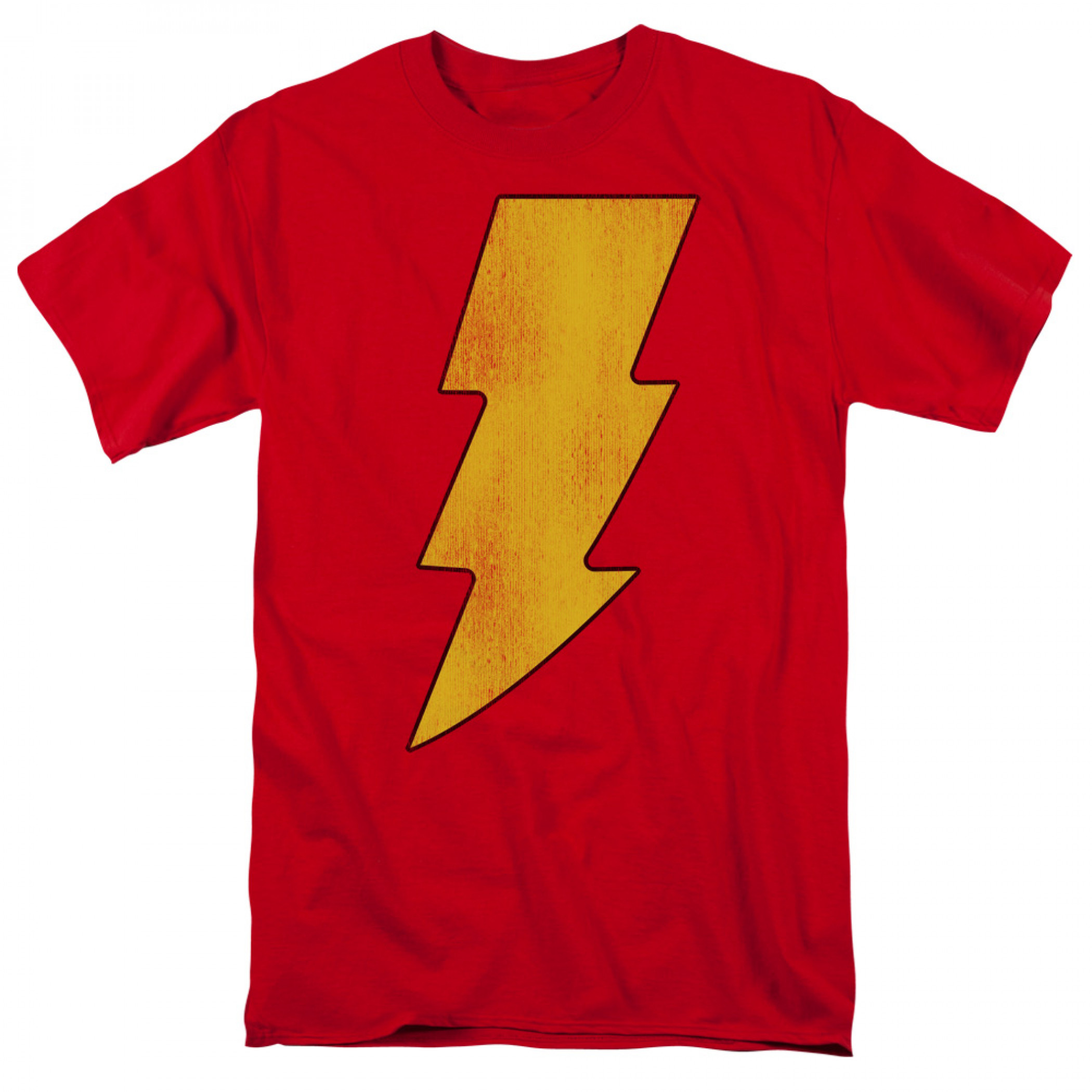 Shazam Distressed Symbol T-Shirt, Red
