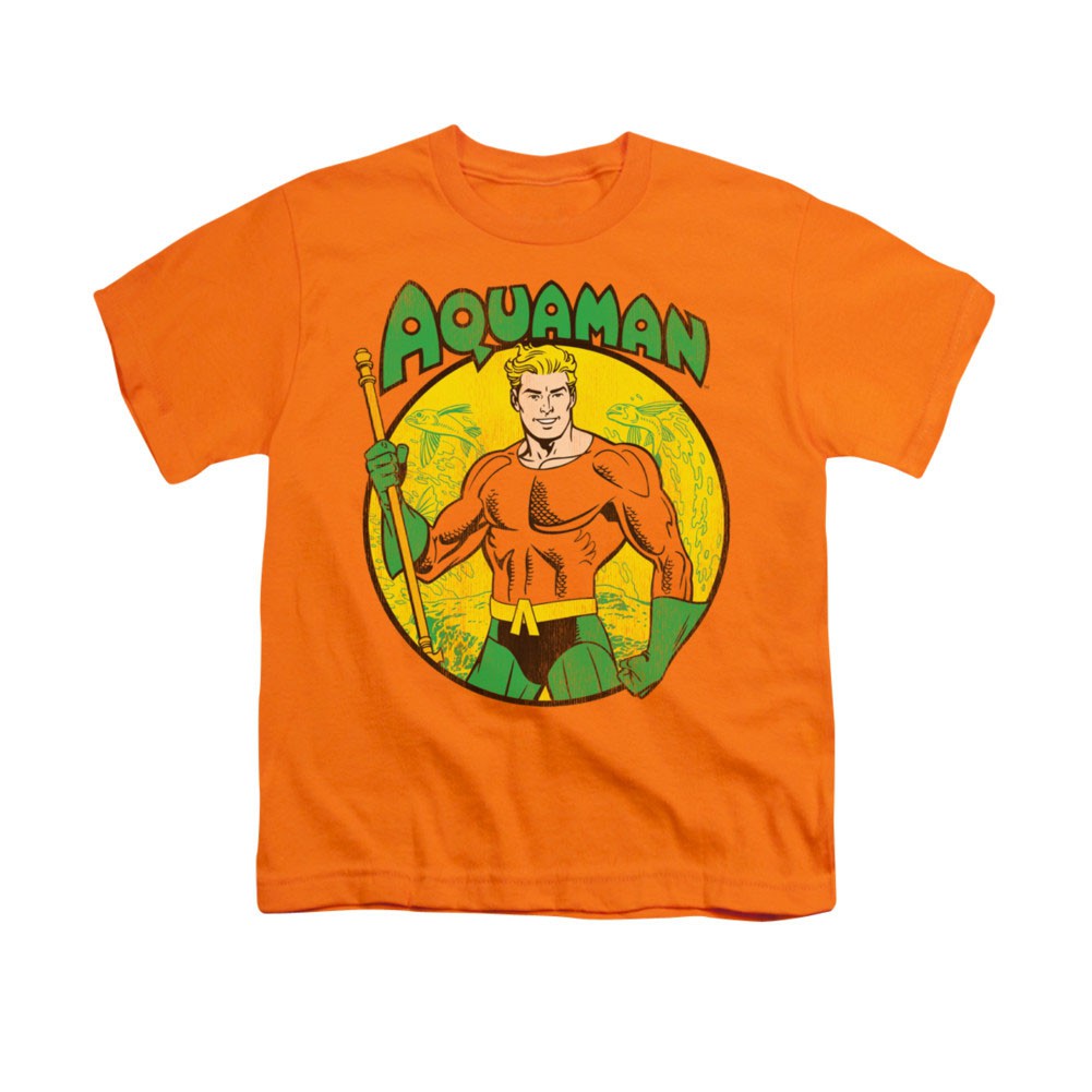 Aquaman Comic Circle Orange Youth Unisex T-Shirt, Orange