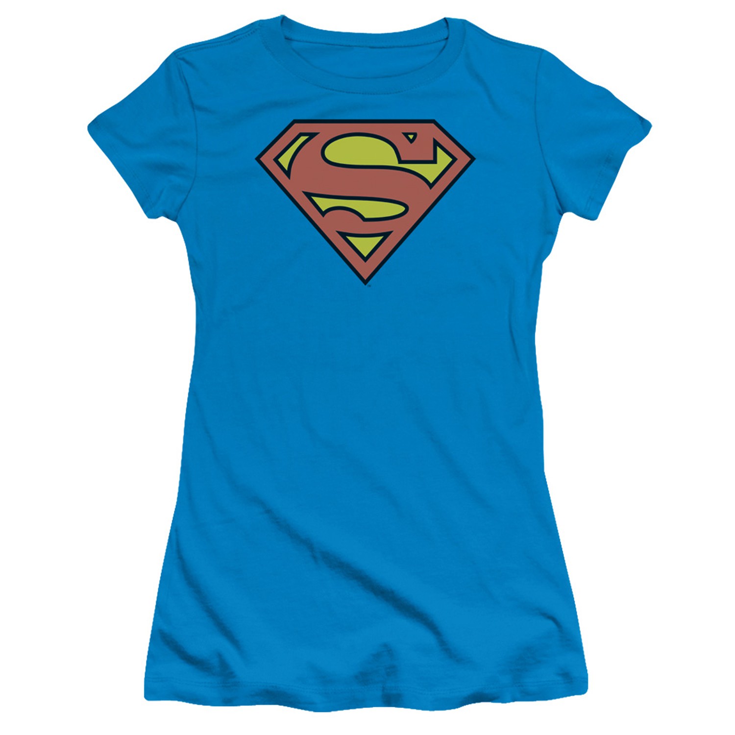 Superman Women's Classic Logo Turquoise T-Shirt, Blue