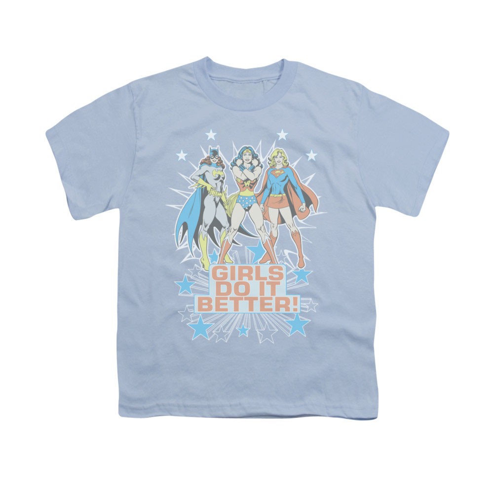 Wonder Woman Girls Do It Better Blue Youth Unisex T-Shirt, Blue
