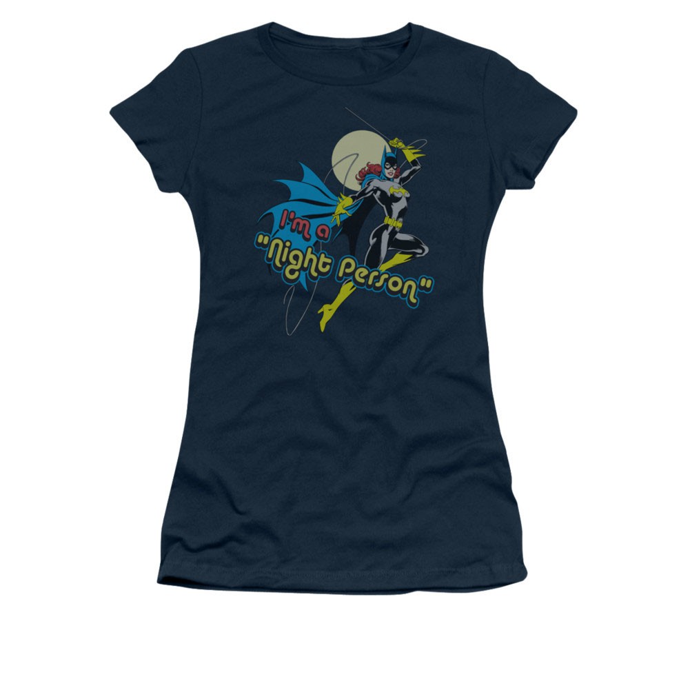 Batman Batgirl Juniors Navy Night Person Tee Shirt, Blue