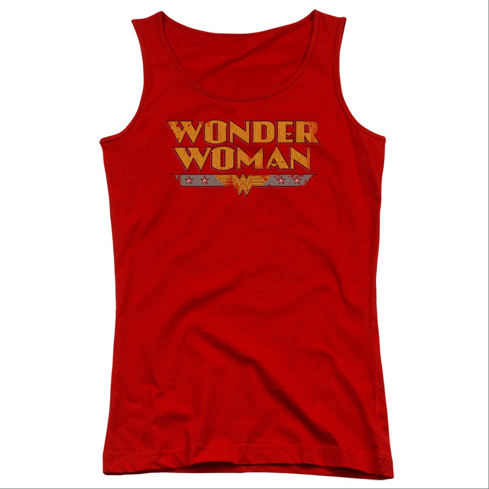 Wonder Woman Title Logo Red Juniors Tank Top, Red