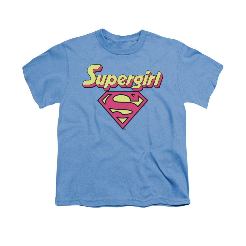Superman Supergirl Logo Blue Youth Unisex T-Shirt, Blue