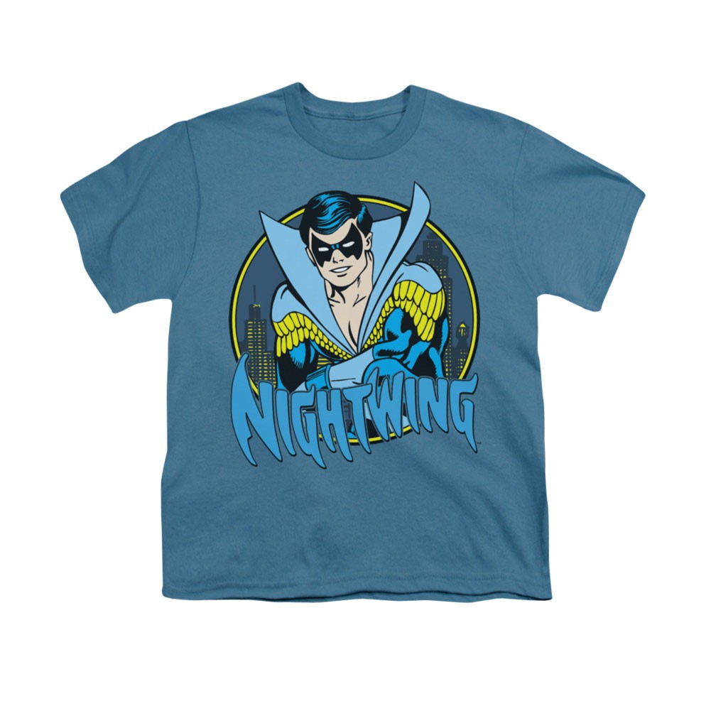 Batman Nightwing Blue Youth Unisex T-Shirt, Black