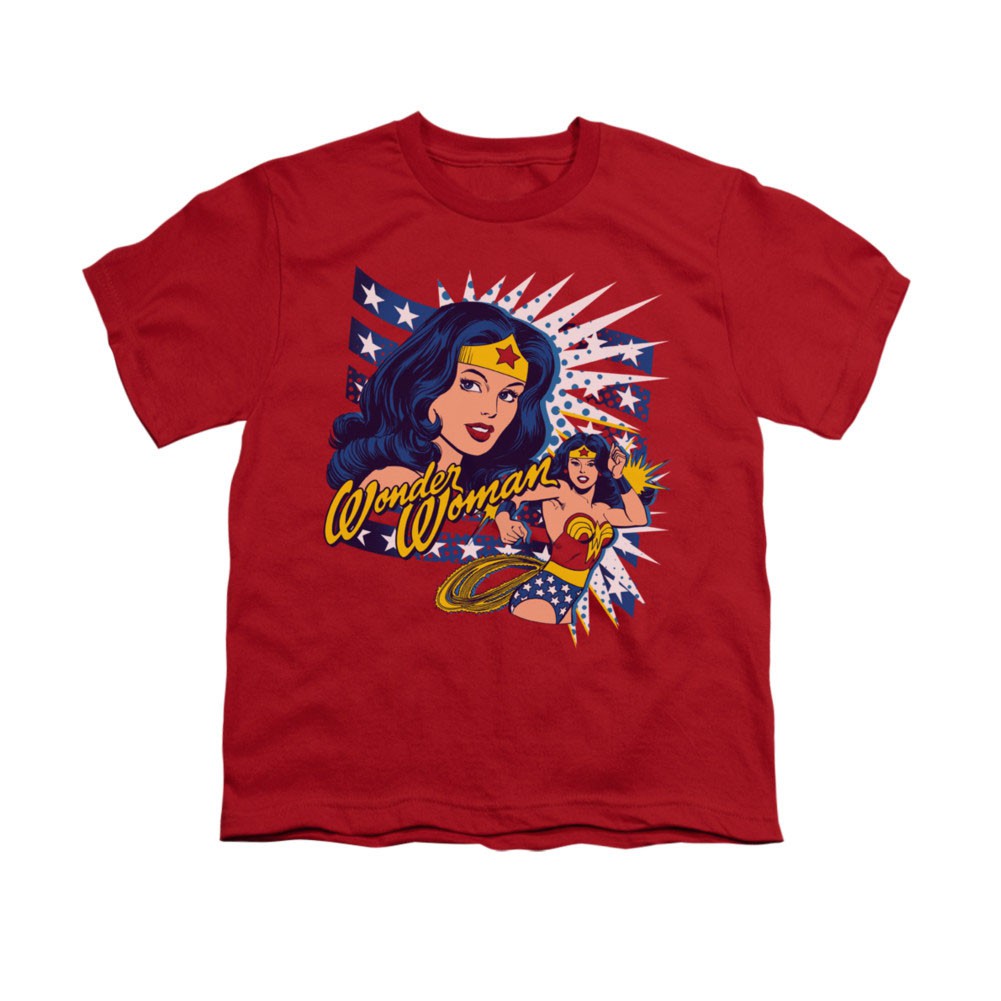 Wonder Woman Pop Art Red Youth Unisex T-Shirt, Red