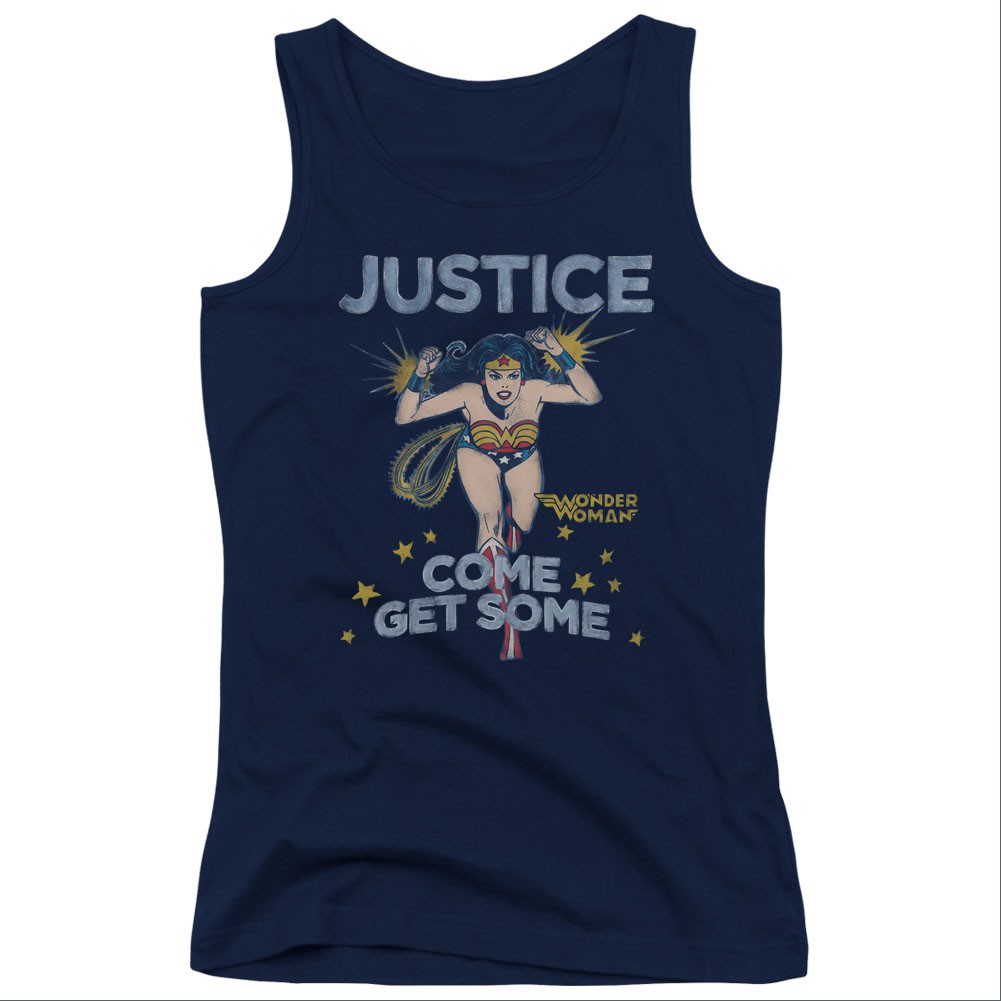 Wonder Woman Come Get Some Blue Juniors Tank Top