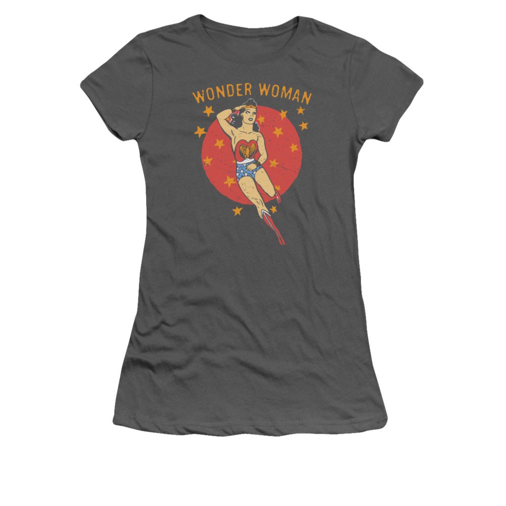 Wonder Woman Circle Gray Juniors T-Shirt, Grey