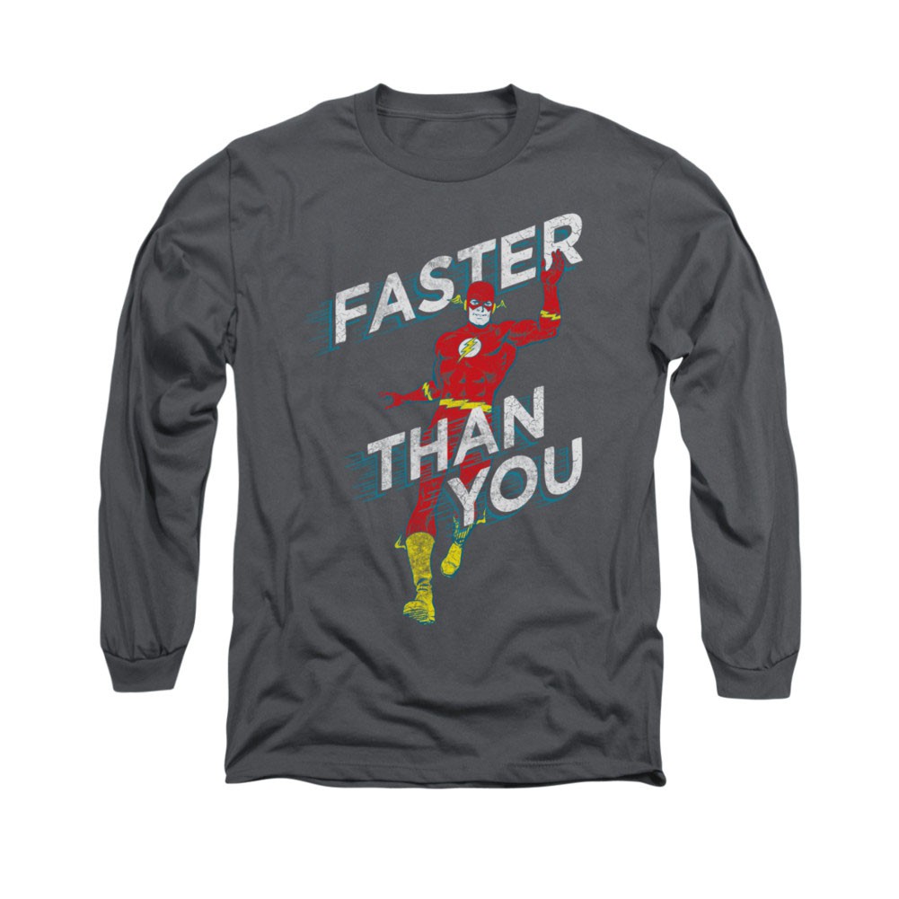 The Flash Faster Than You Gray Long Sleeve T-Shirt, Grey