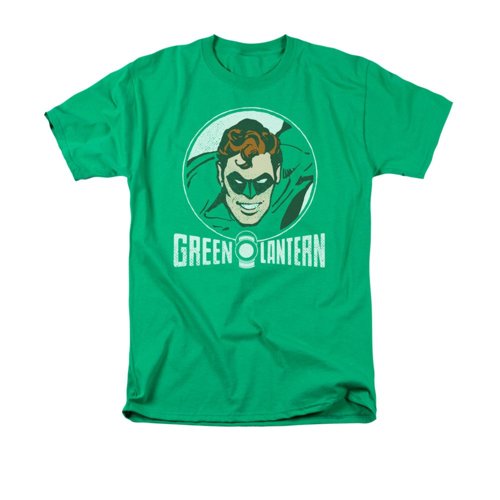 Green Lantern Men's Green Retro Circle Tee Shirt, Green