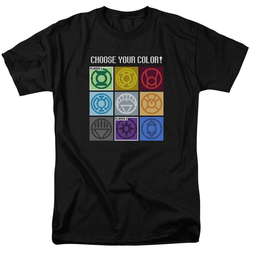 Green Lantern Choose Logo Pixel Gamer Black T-Shirt, Black
