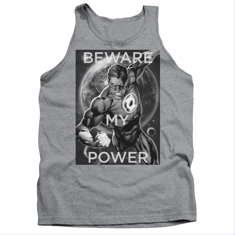 Green Lantern Beware My Power Gray Tank Top, Grey