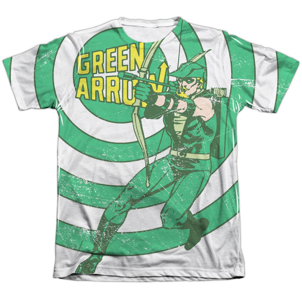 Green Arrow Bullseye Sublimation T-Shirt, White